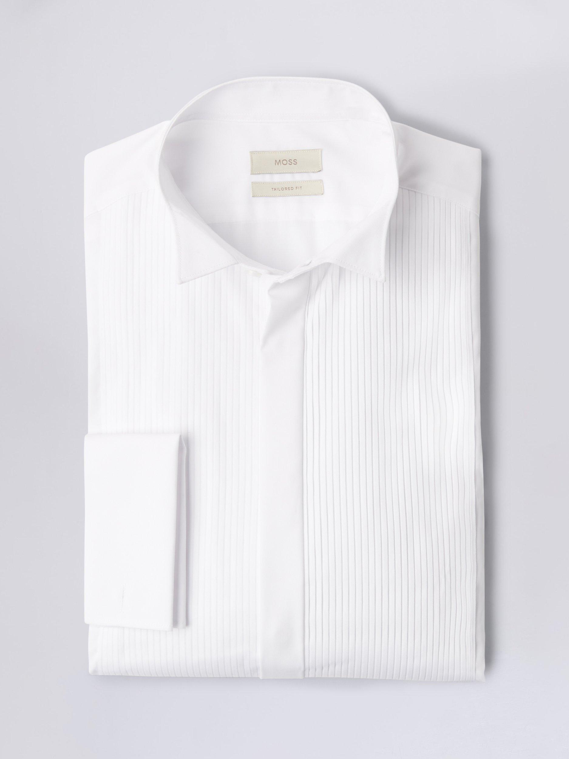 Product image 4 of 4, which shows Moss Tailored Fit Wing Collar Dress Shirt, White, 14