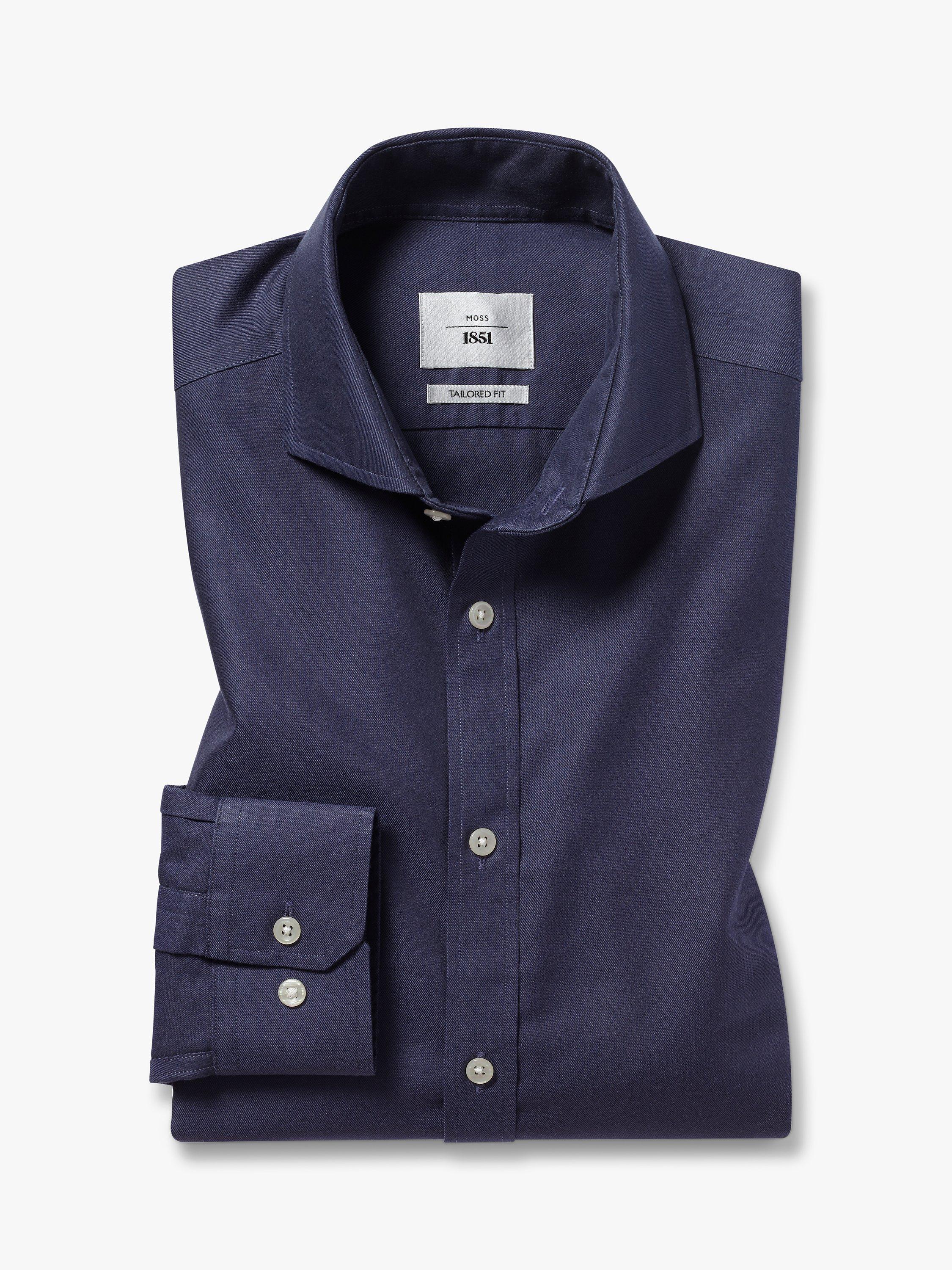 Moss Tailored Fit Non-Iron Shirt, Navy