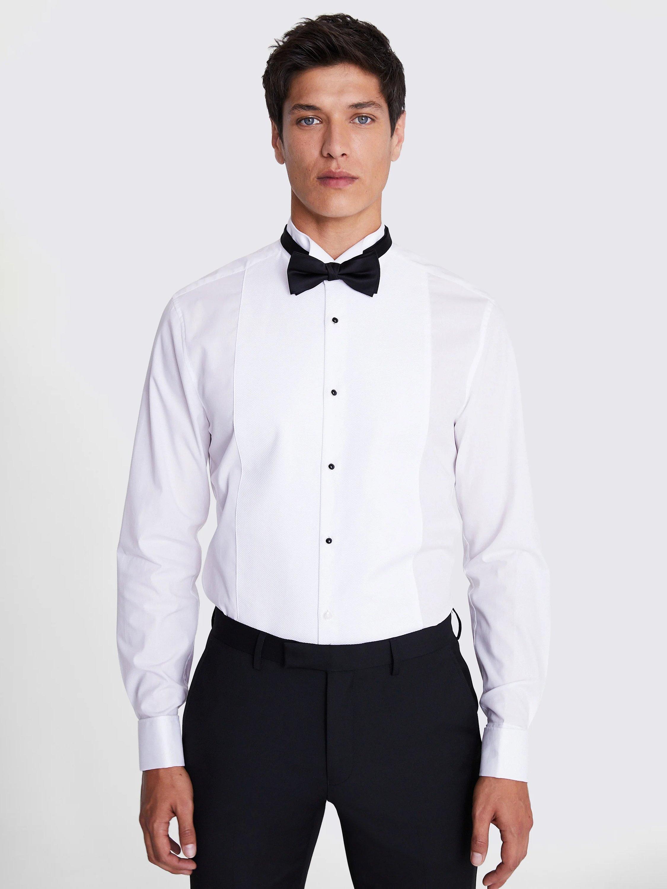 Product image 1 of 4, which shows Moss Marcella Slim Fit Wing Collar Dress Shirt, White, 14