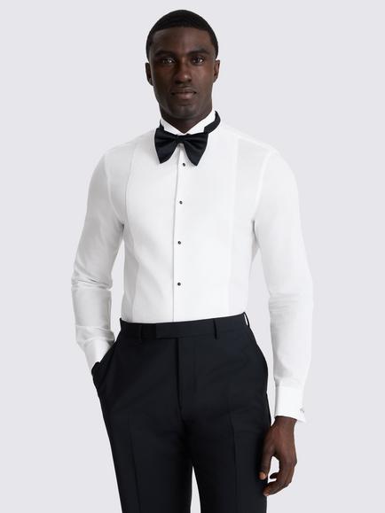 Moss Slim Fit Cotton Wing Collar Marcella Dress Shirt, White, White
