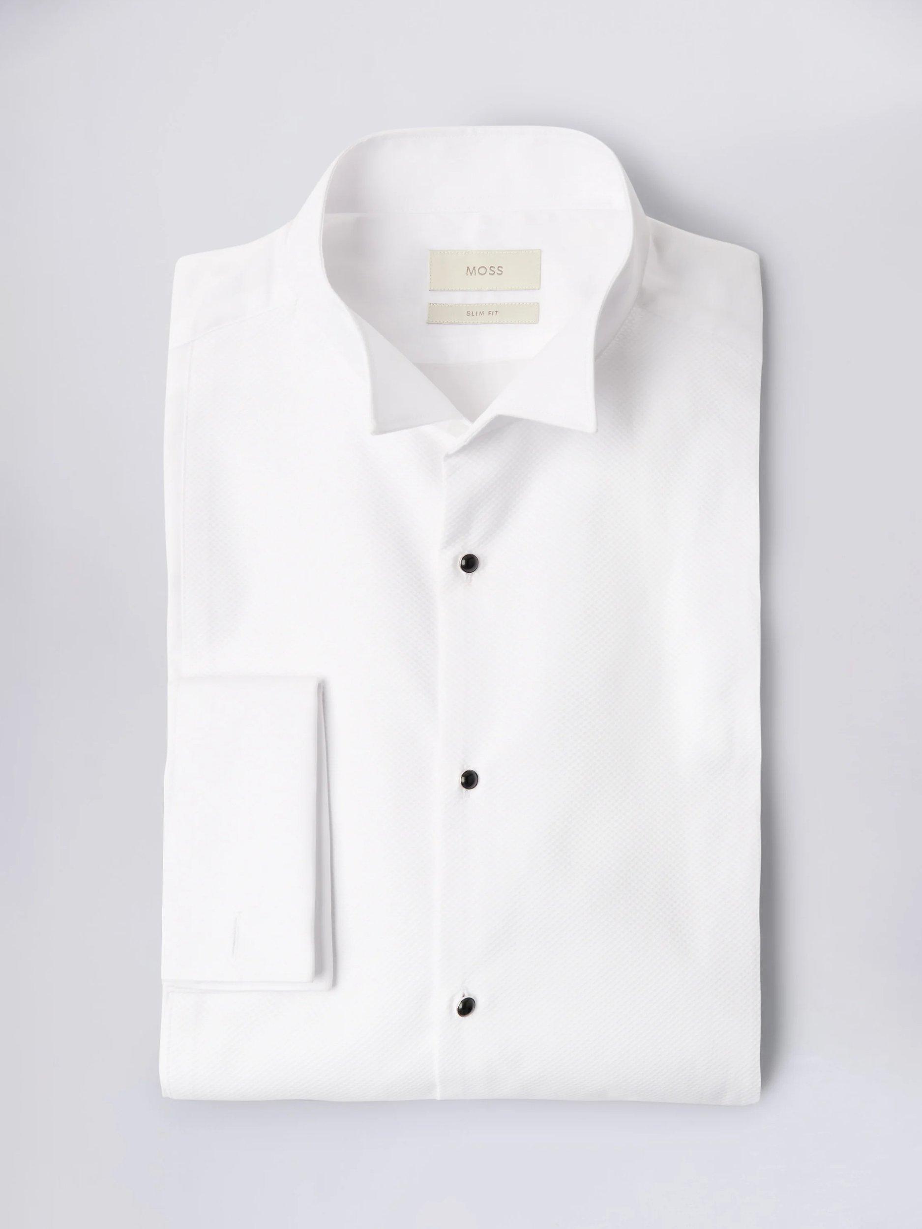Product image 4 of 4, which shows Moss Marcella Slim Fit Wing Collar Dress Shirt, White, 14