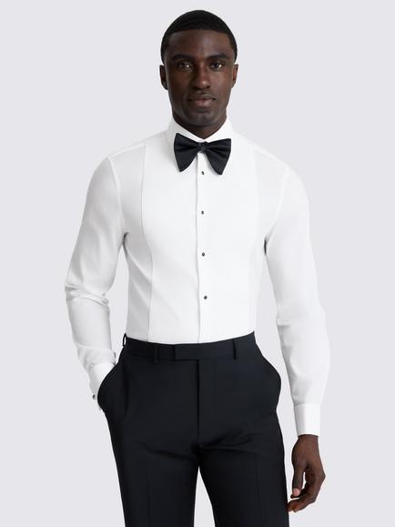 Moss Slim Fit Cotton Marcella Dress Shirt, White, White