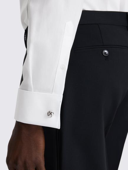 Moss Slim Fit Cotton Marcella Dress Shirt, White - view 2, White