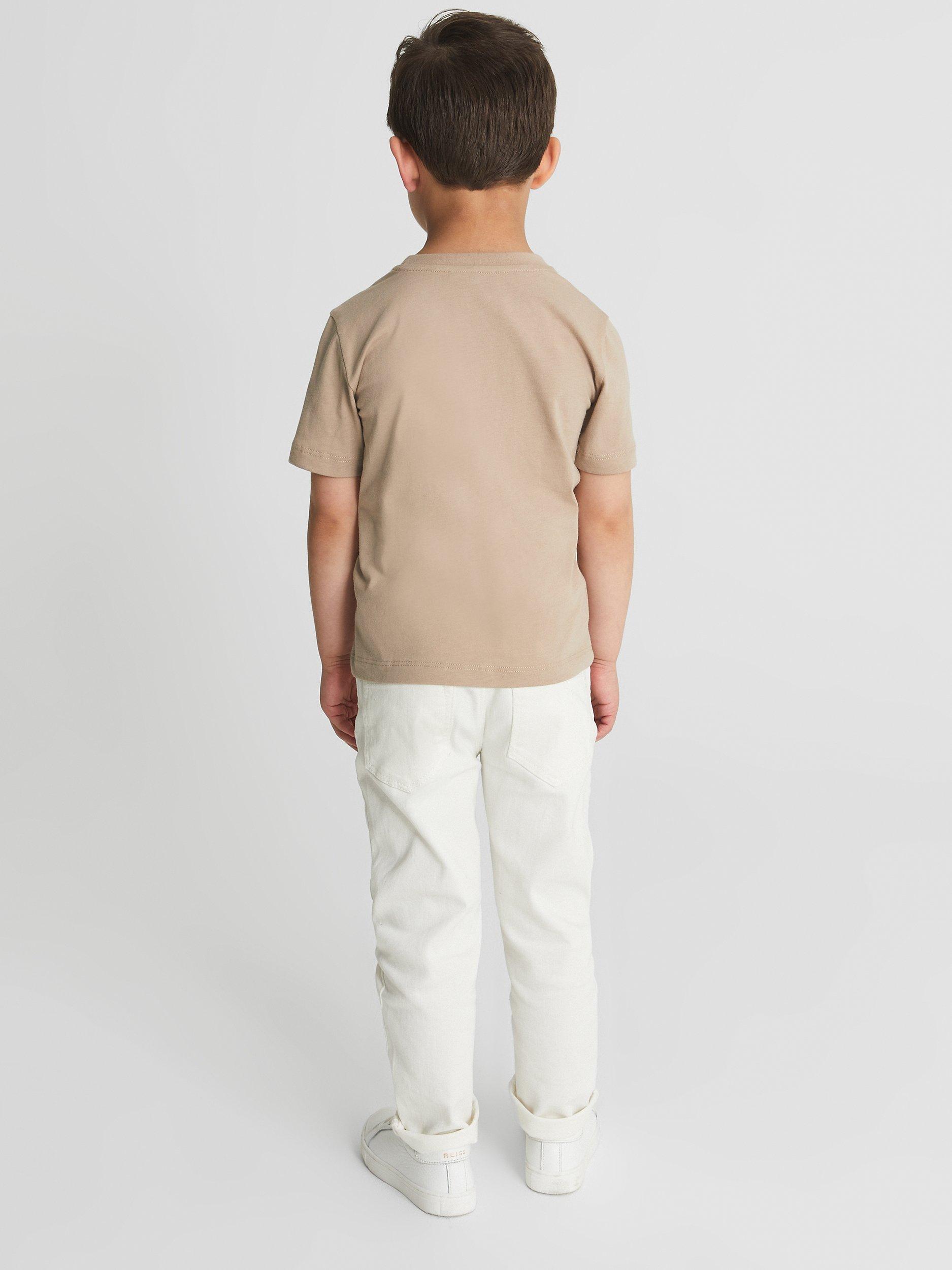 Product image 4 of 4, which shows Reiss Kids' Bless Cotton T-Shirt, Stone, 4-5 years