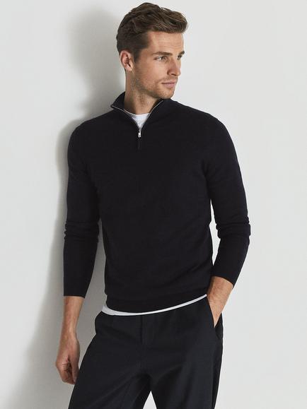 Reiss Blackhall Funnel Neck Merino Wool Jumper, Navy