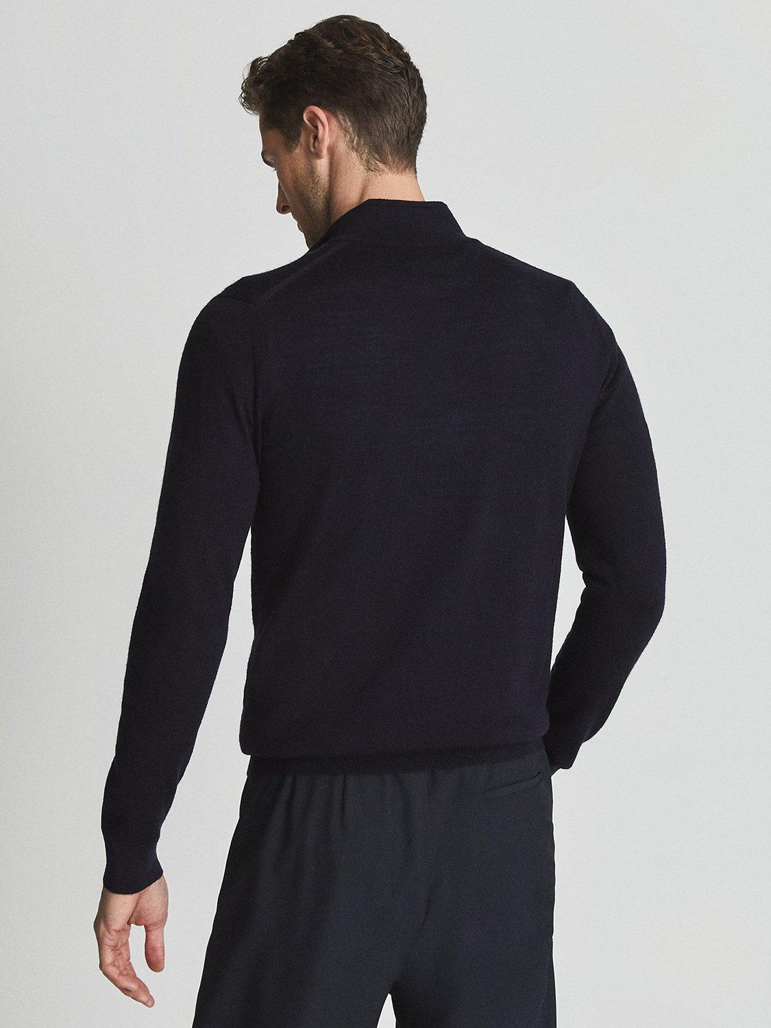 Product image 2 of 5, which shows Reiss Blackhall Funnel Neck Merino Wool Jumper, Navy, XS
