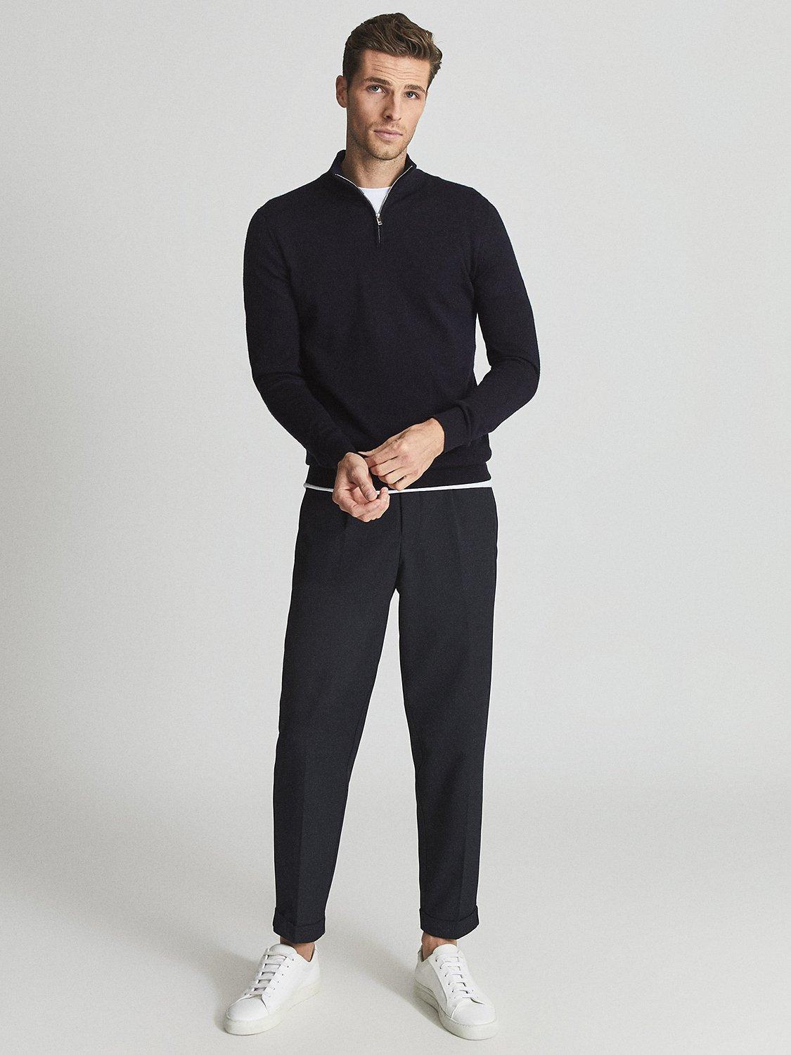Product image 4 of 5, which shows Reiss Blackhall Funnel Neck Merino Wool Jumper, Navy, XS