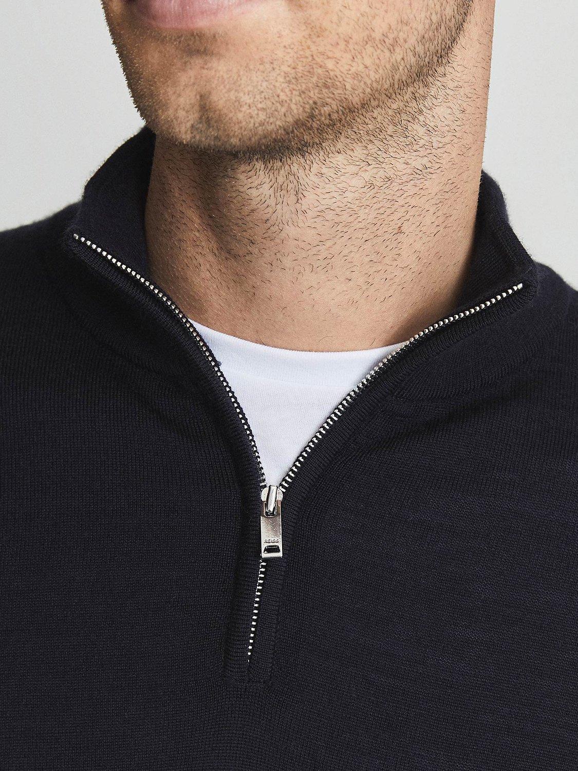Product image 5 of 5, which shows Reiss Blackhall Funnel Neck Merino Wool Jumper, Navy, XS