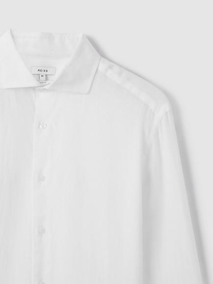 Reiss Ruban Regular Fit Linen Shirt - view 2, White