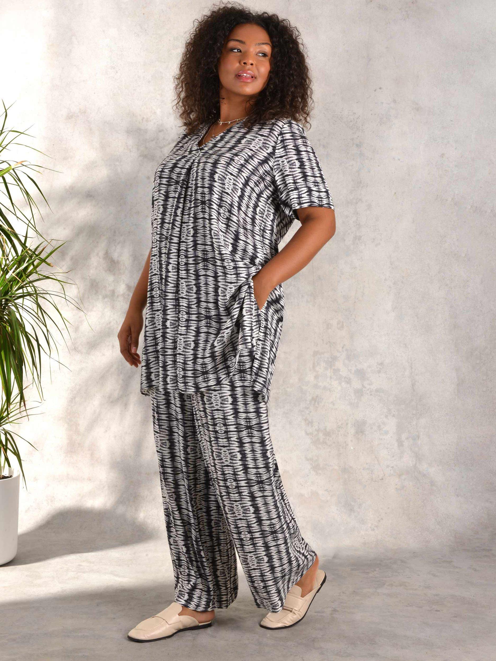 Live Unlimited Tribal Print Wide Leg Trousers, Charcoal/Multi