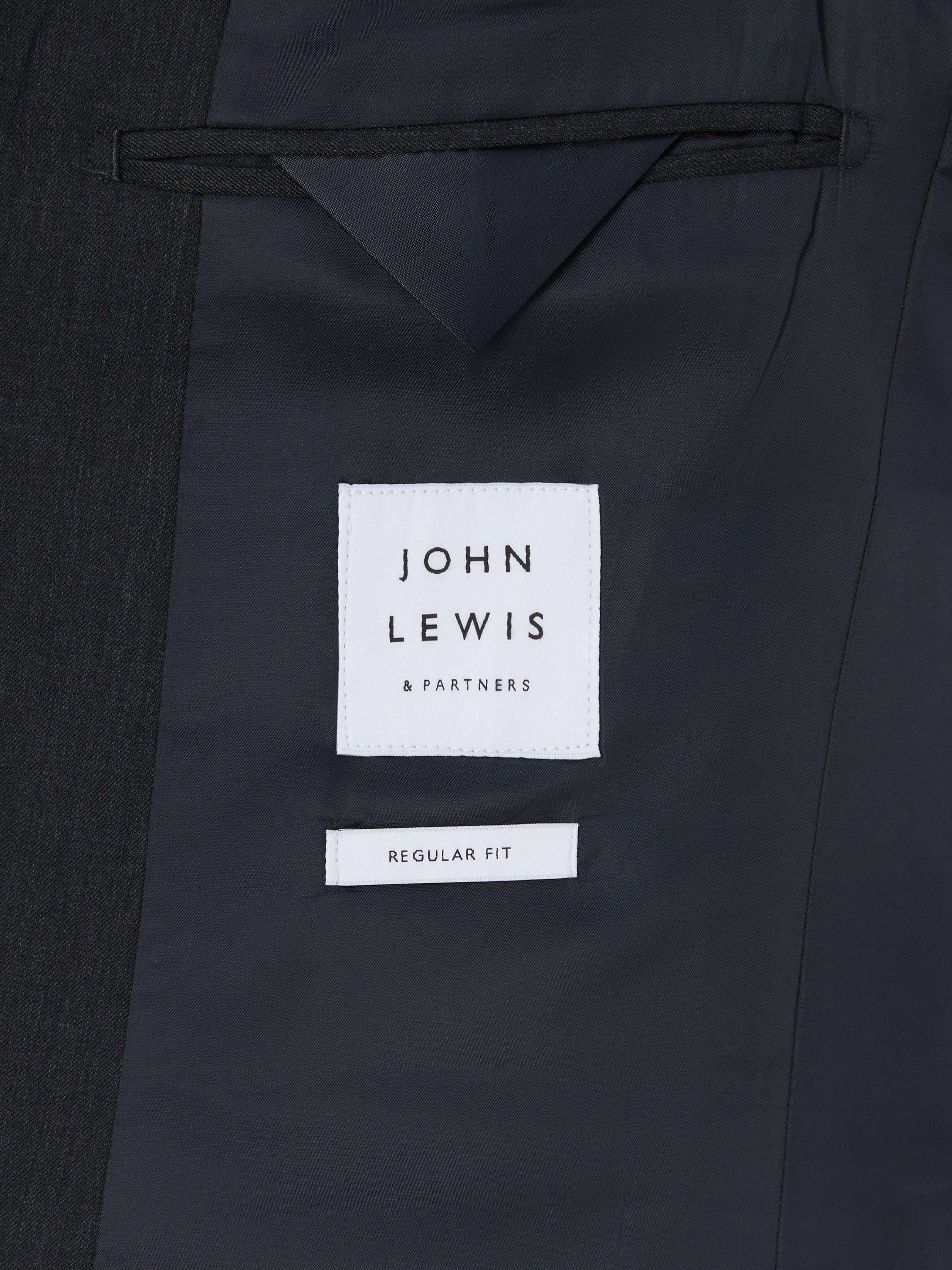 Product image 8 of 8, which shows John Lewis Washable Wool Blend Regular Fit Suit Jacket, Charcoal, 44L