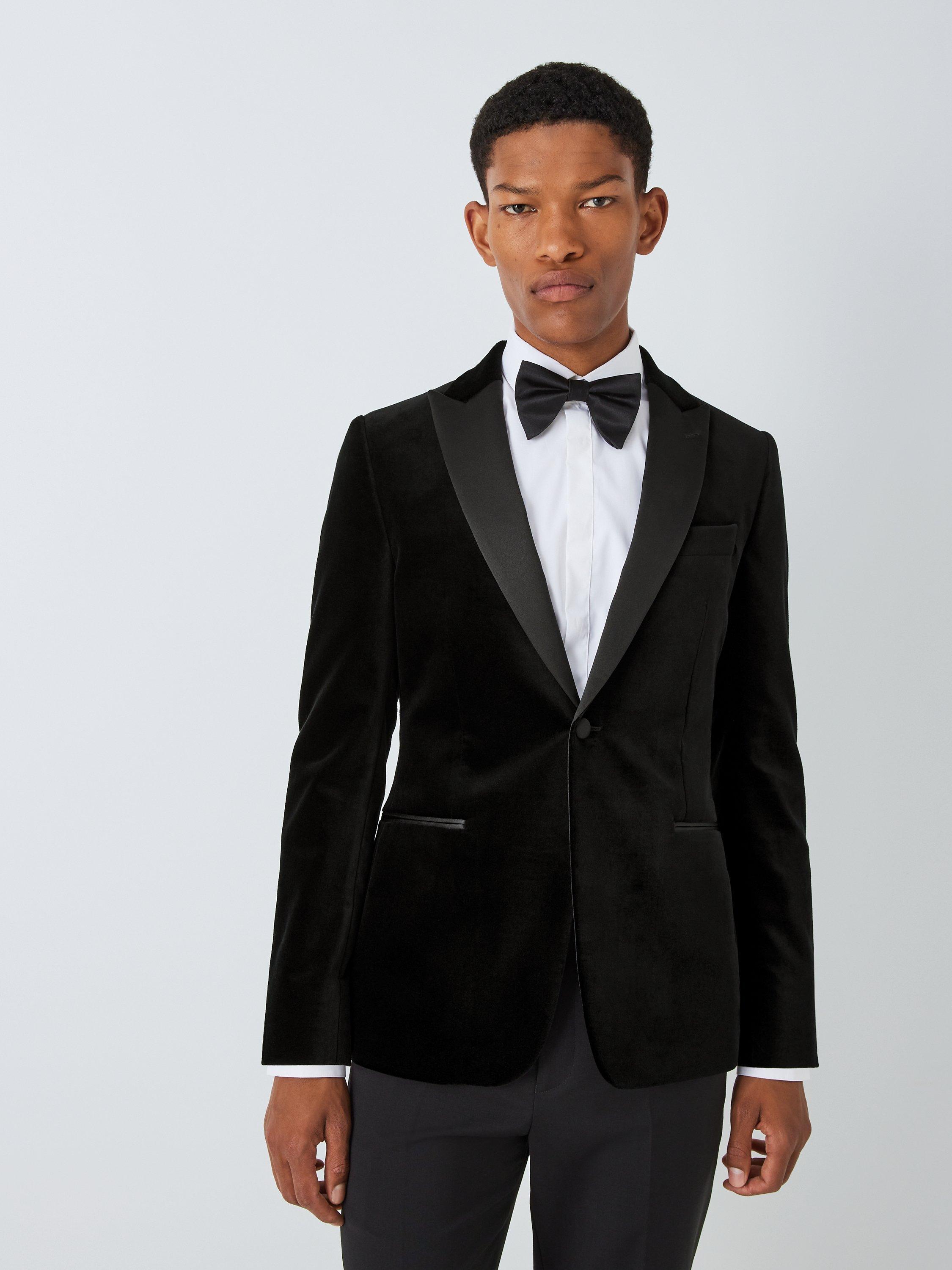 Kin Slim Fit Peak Lapel Velvet Dinner Suit Jacket, Black