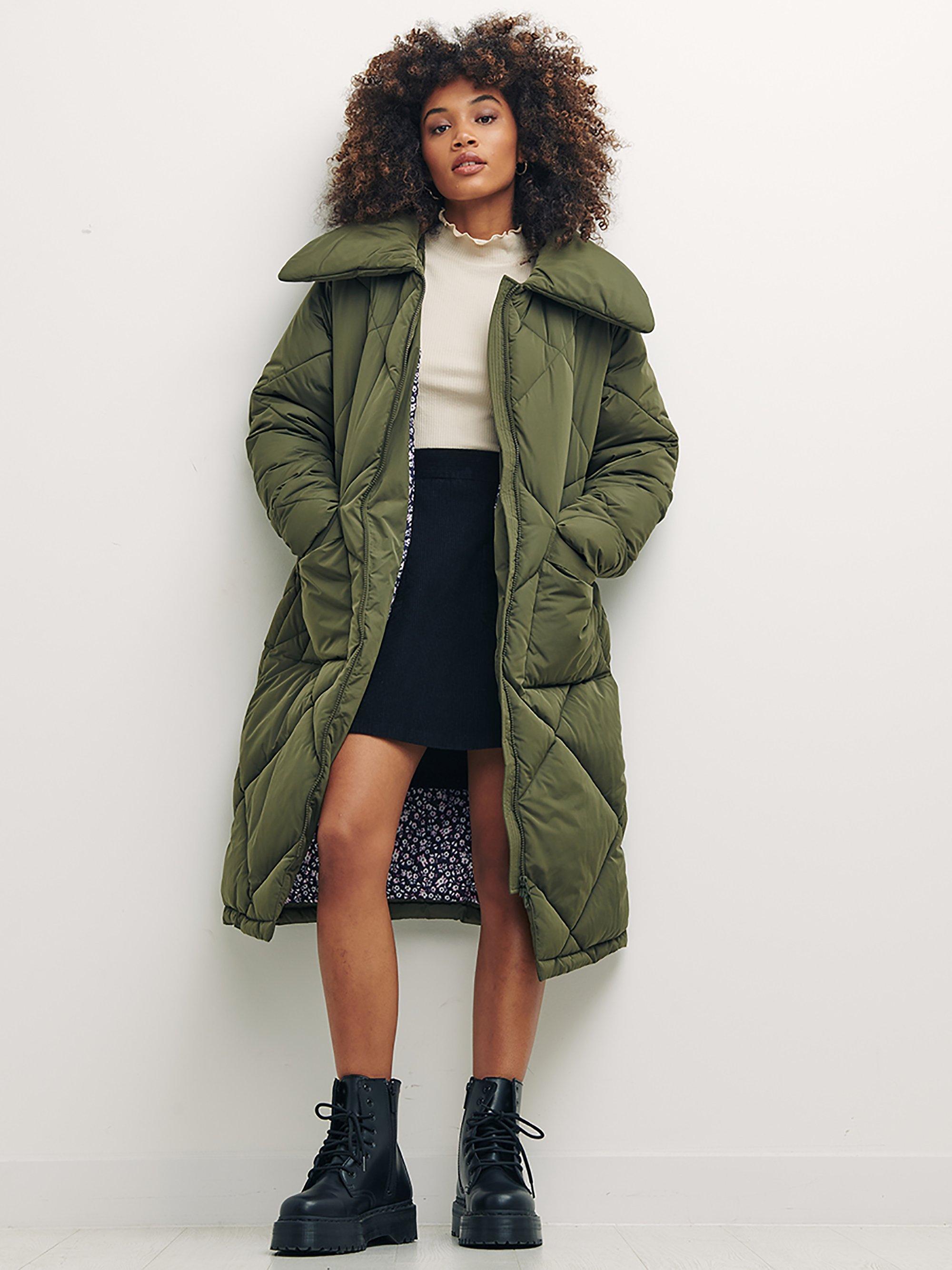 Nobody's Child Miranda Long Quilted Coat, Green