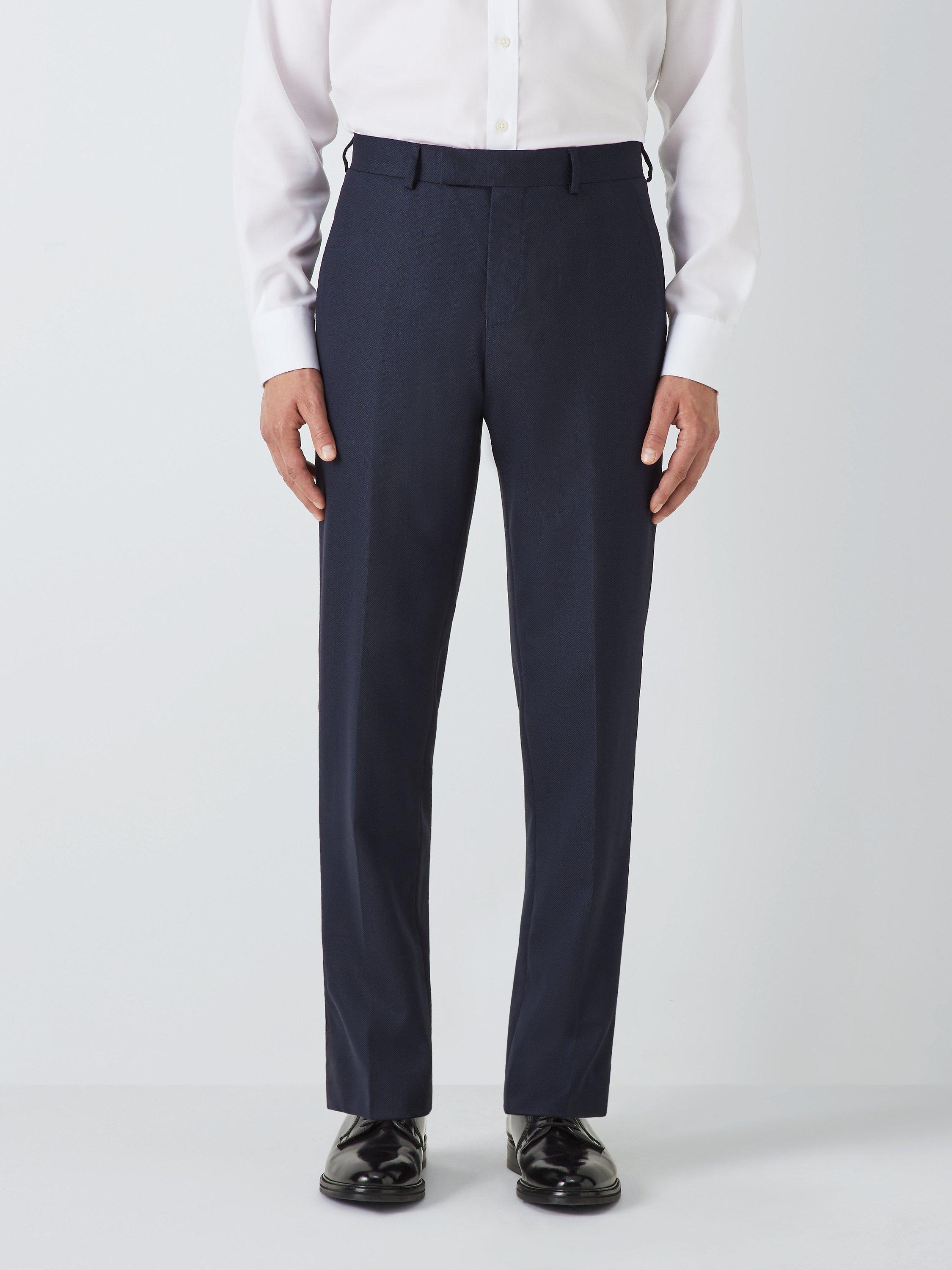 John Lewis Super 100s Wool Birdseye Regular Fit Suit Trousers, Navy, 32R