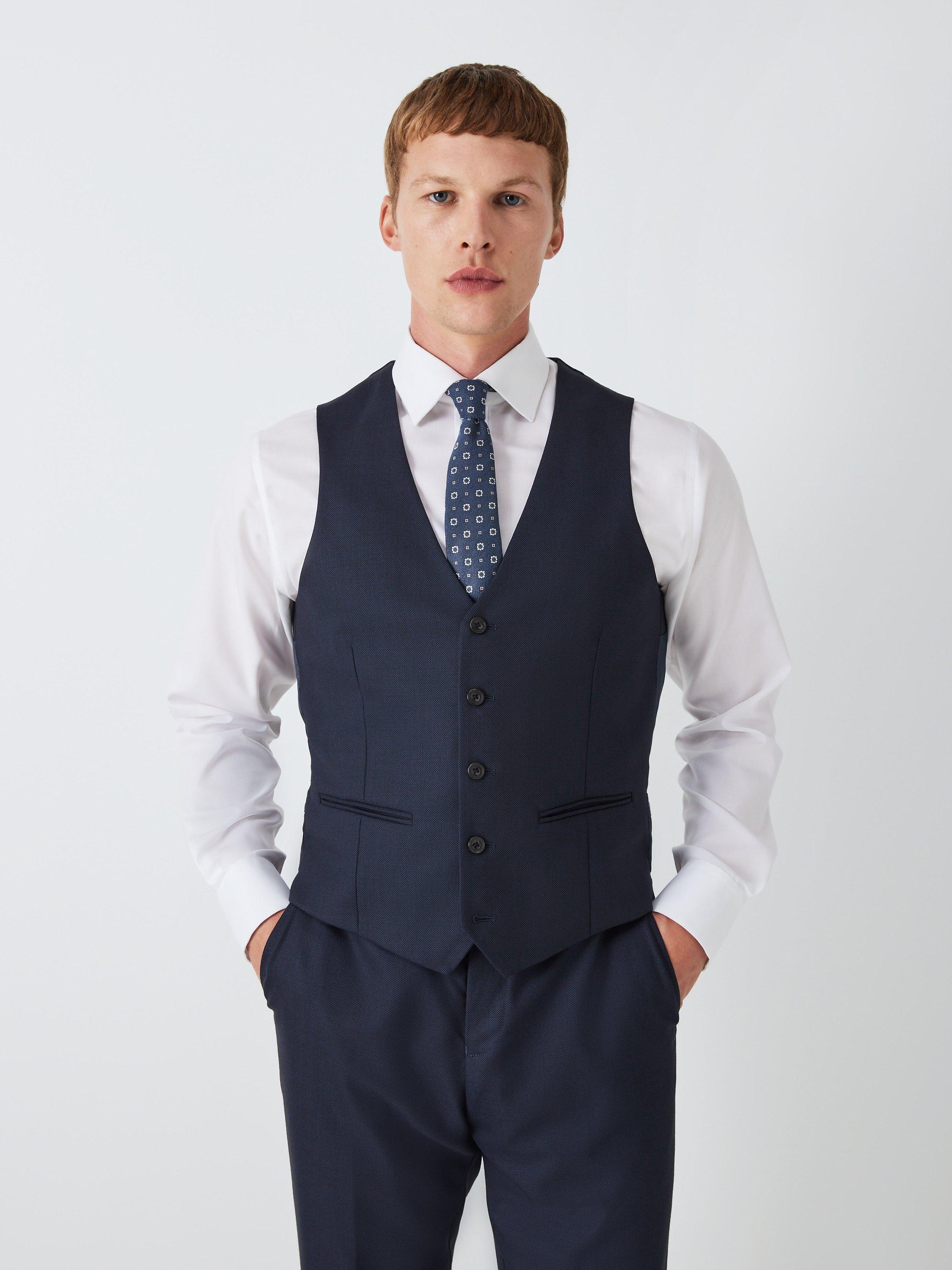 John Lewis Super 100s Wool Birdseye Regular Fit Suit Waistcoat
