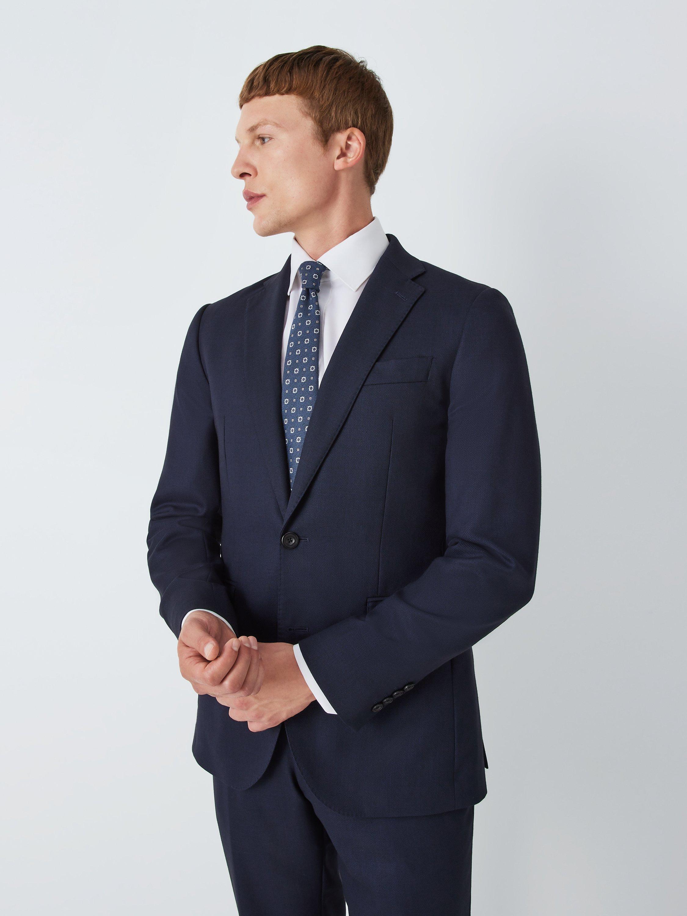 John Lewis Super 100s Wool Birdseye Regular Fit Suit Jacket, Navy