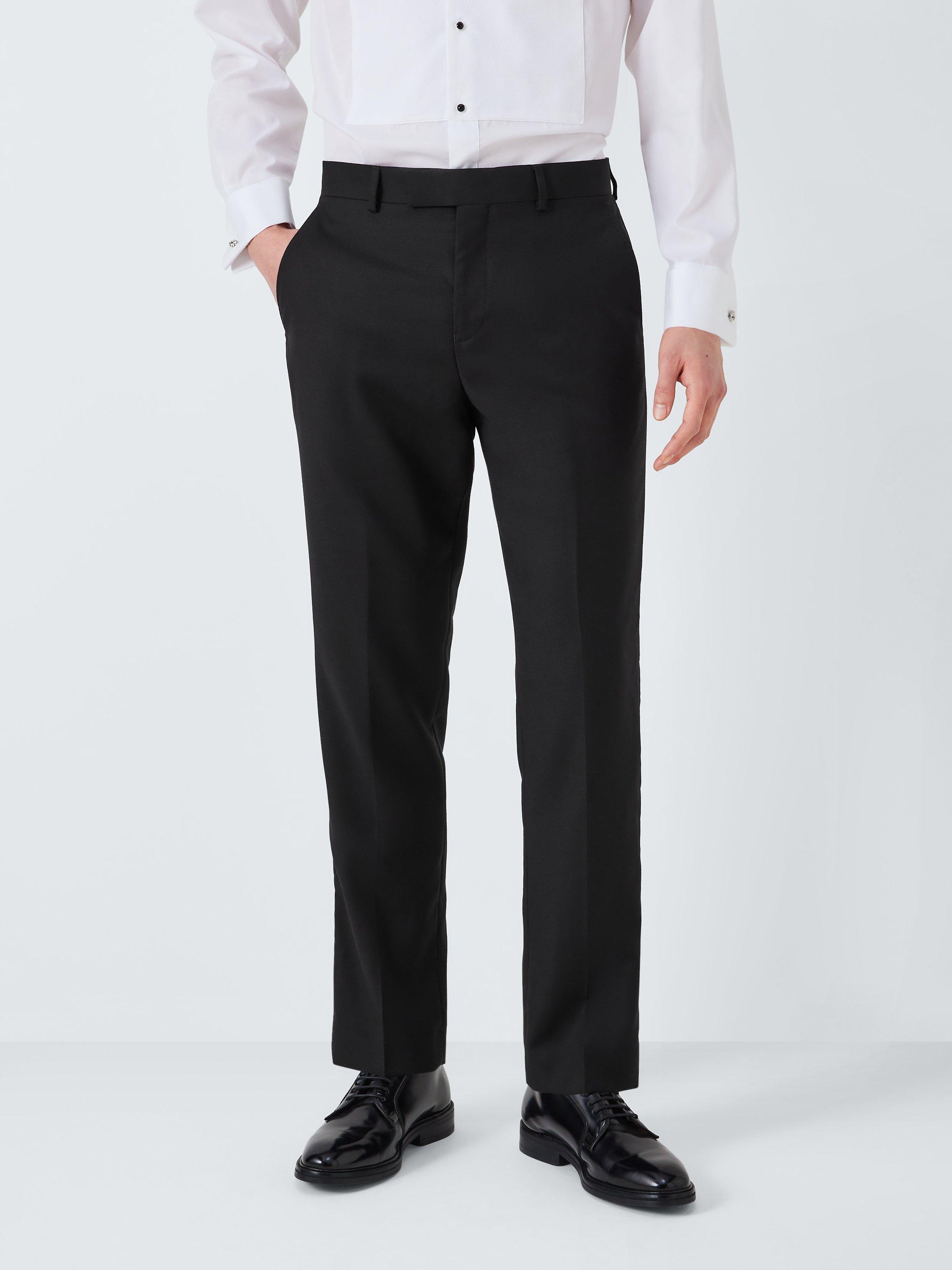 John Lewis Basket Weave Dinner Suit Trousers, Black, 42L