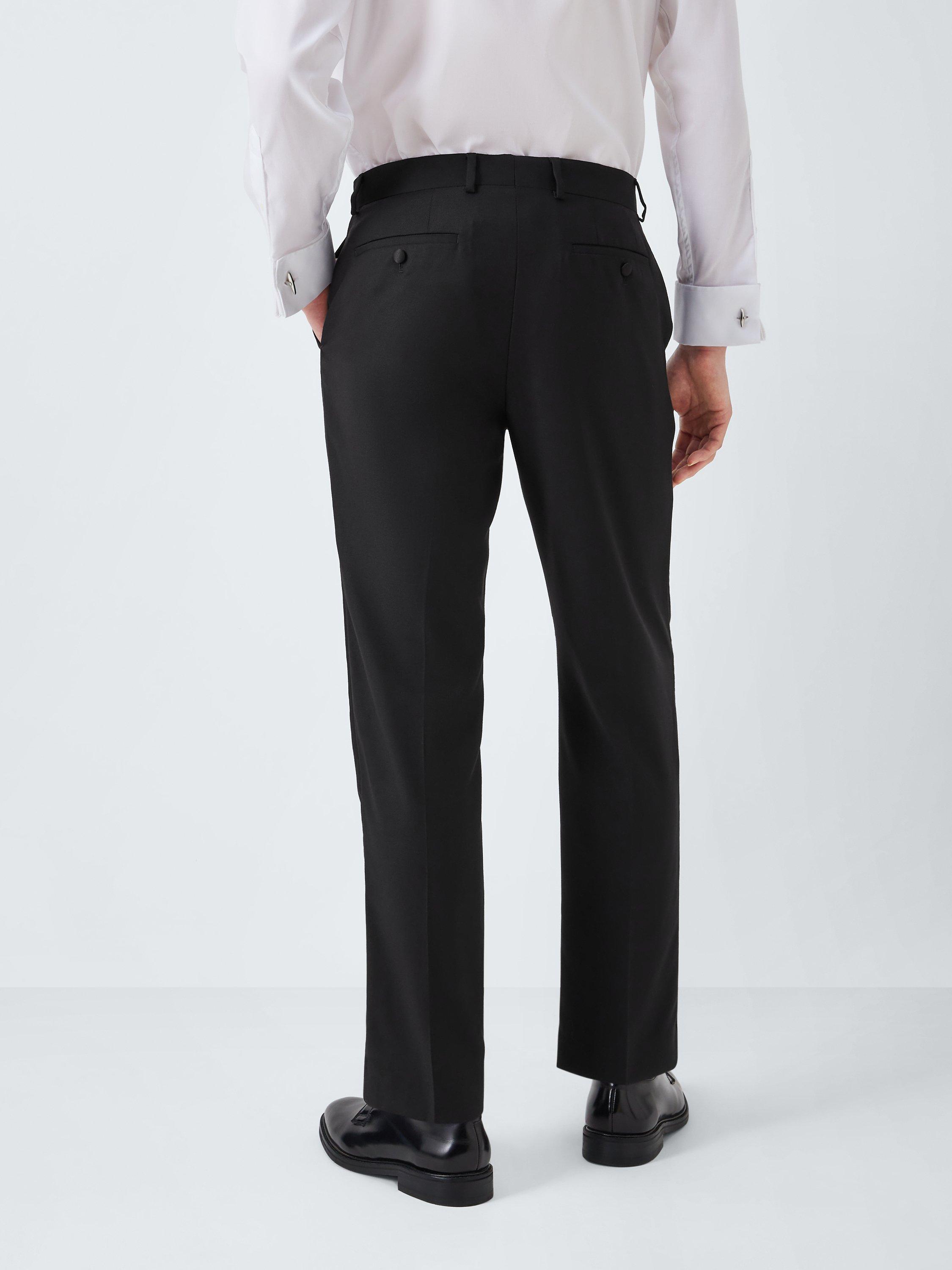 John Lewis Basket Weave Dinner Suit Trousers, Black, 42L