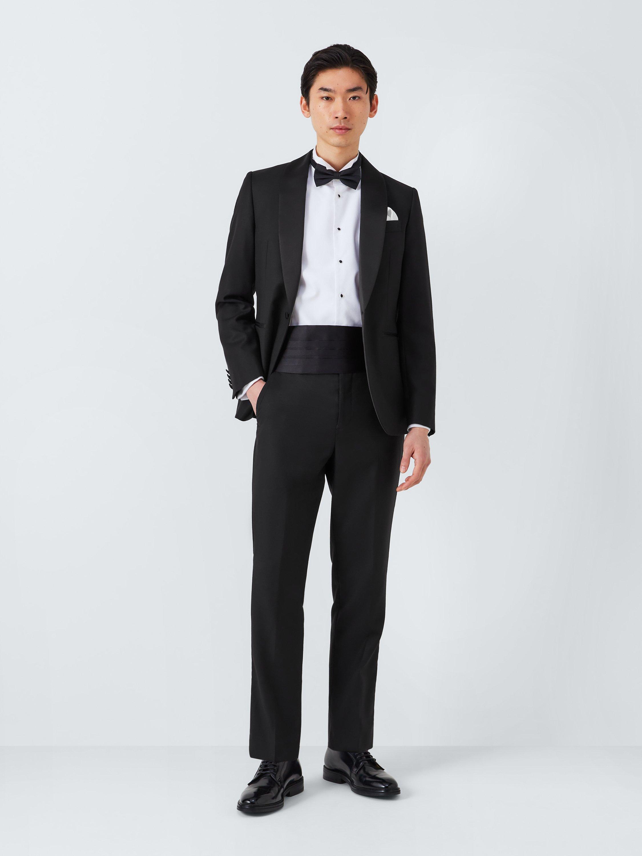 John Lewis Basket Weave Dinner Suit Trousers, Black, 42L