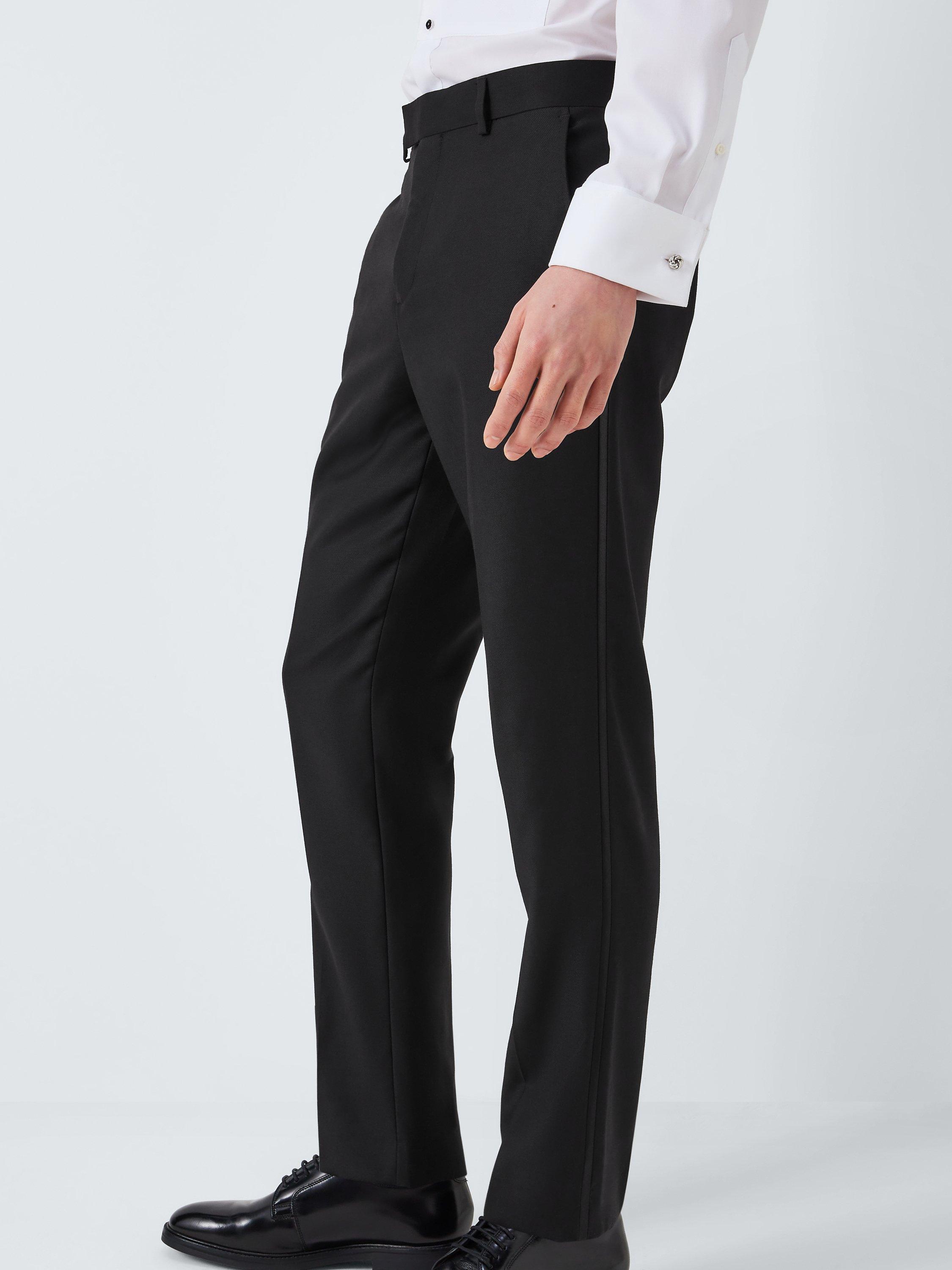 John Lewis Basket Weave Dinner Suit Trousers, Black, 42L