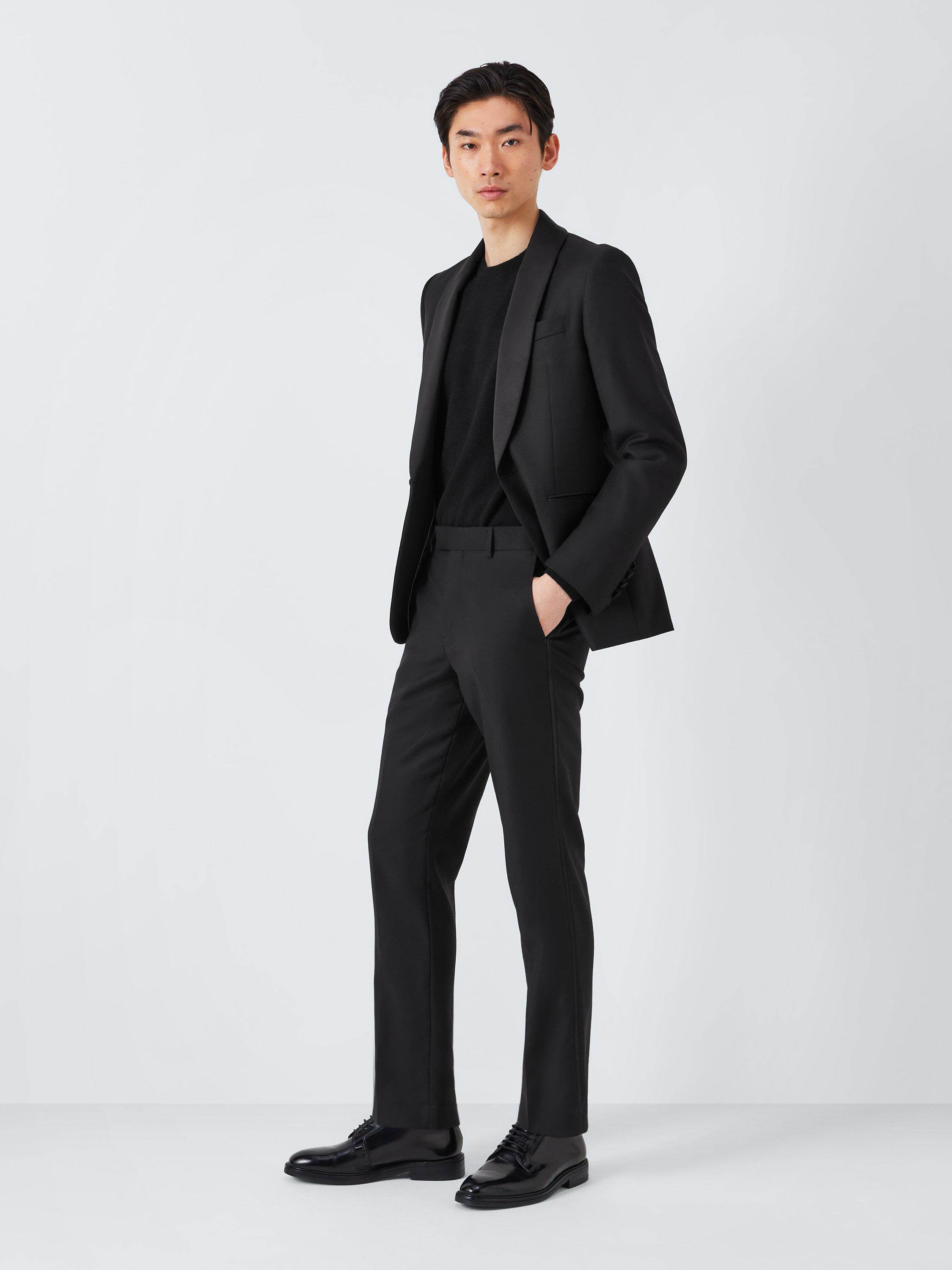 John Lewis Basket Weave Dinner Suit Trousers, Black, 42L