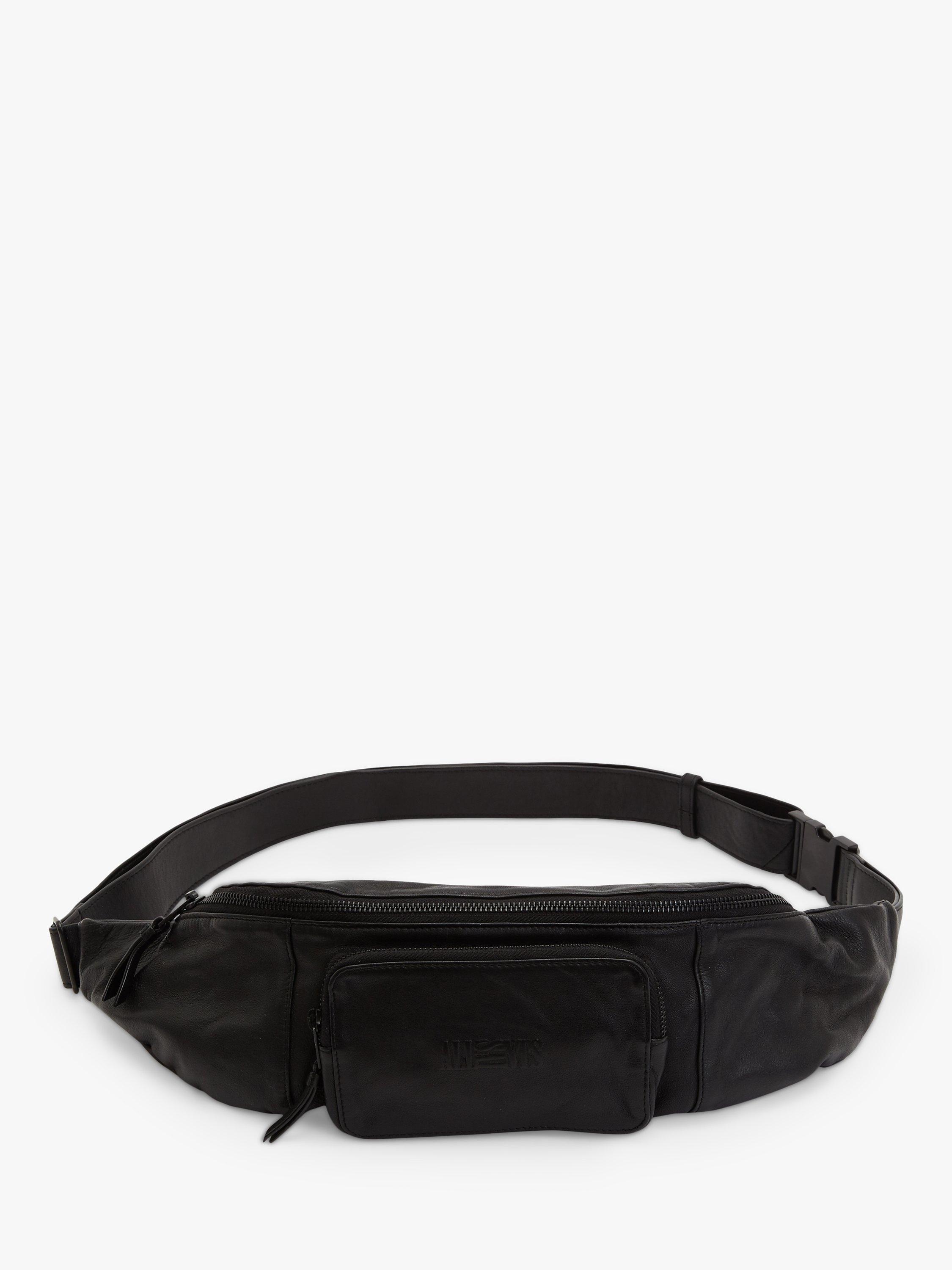 Allsaints Oppose Leather Bum Bag, Black