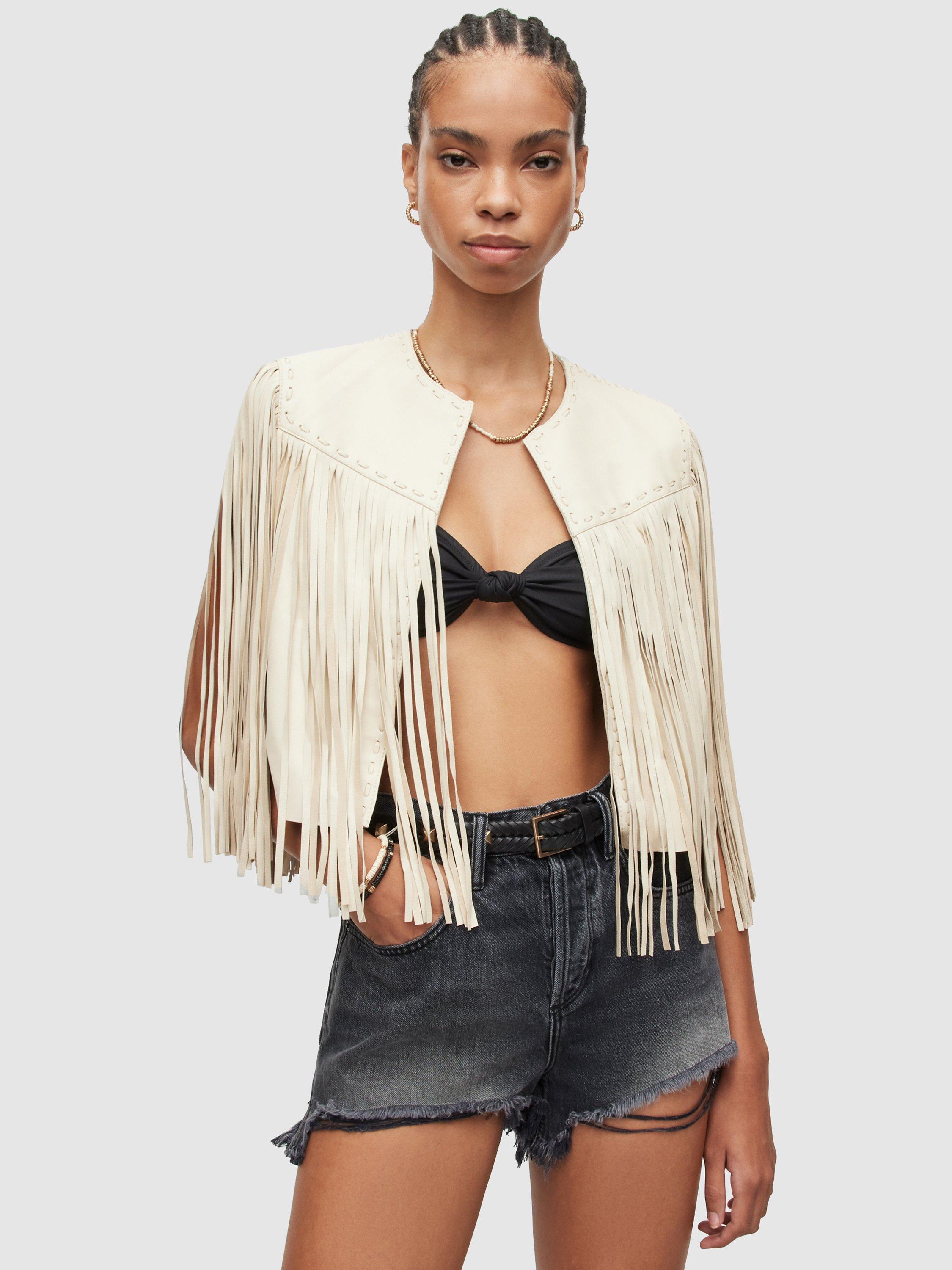 AllSaints Astral Tassel Leather Gilet
