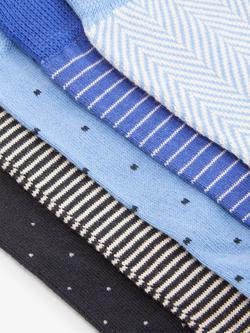 John Lewis Spot Stripe Cotton Blend Socks, Pack of 5 - view 2, Blue/Multi