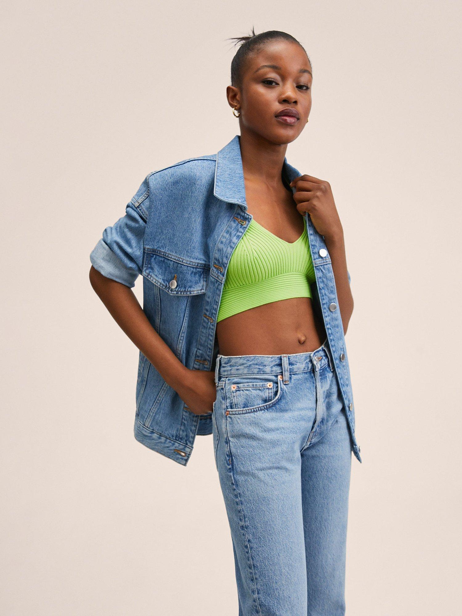 Mango Sol Fine Knit Cropped Vest Top, Green