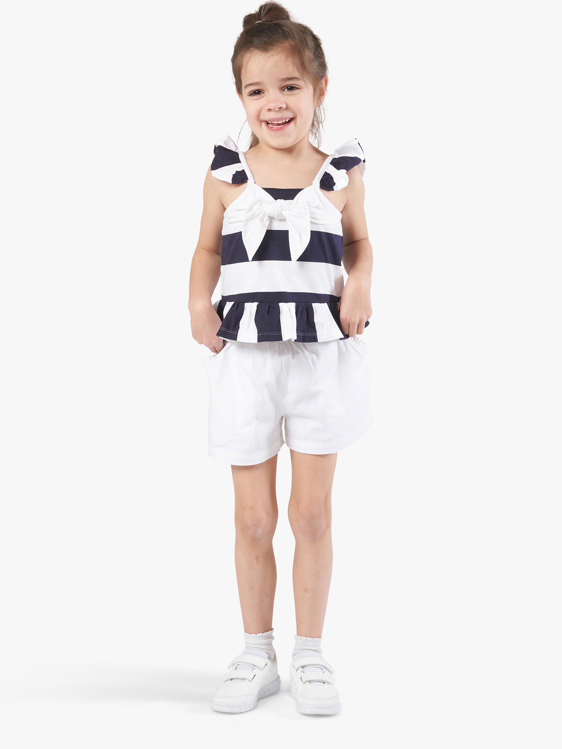 Angel & Rocket Kids' Billie Bow Top, Navy/White
