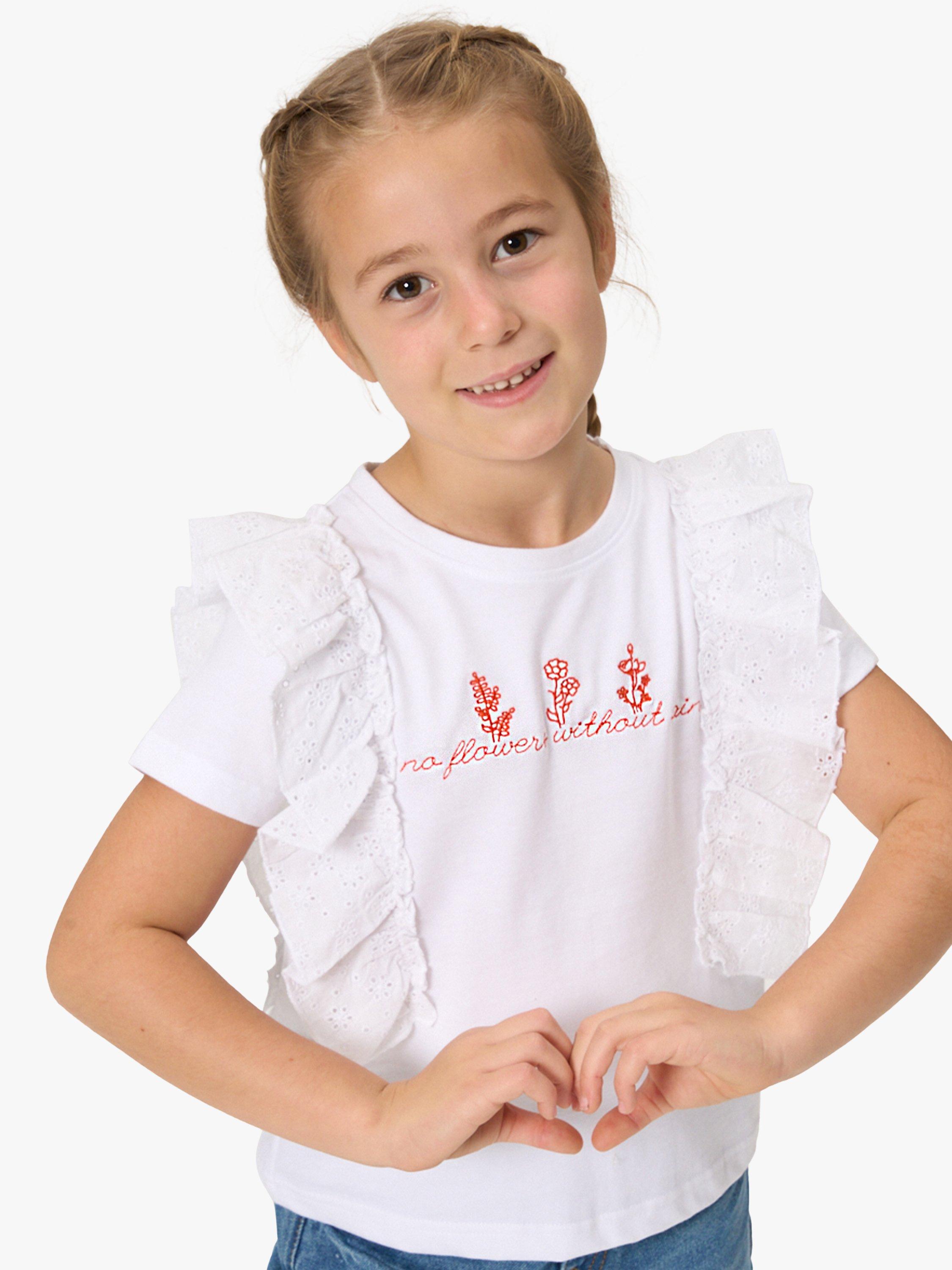 Angel & Rocket Kids' Helena Broderie Top, White