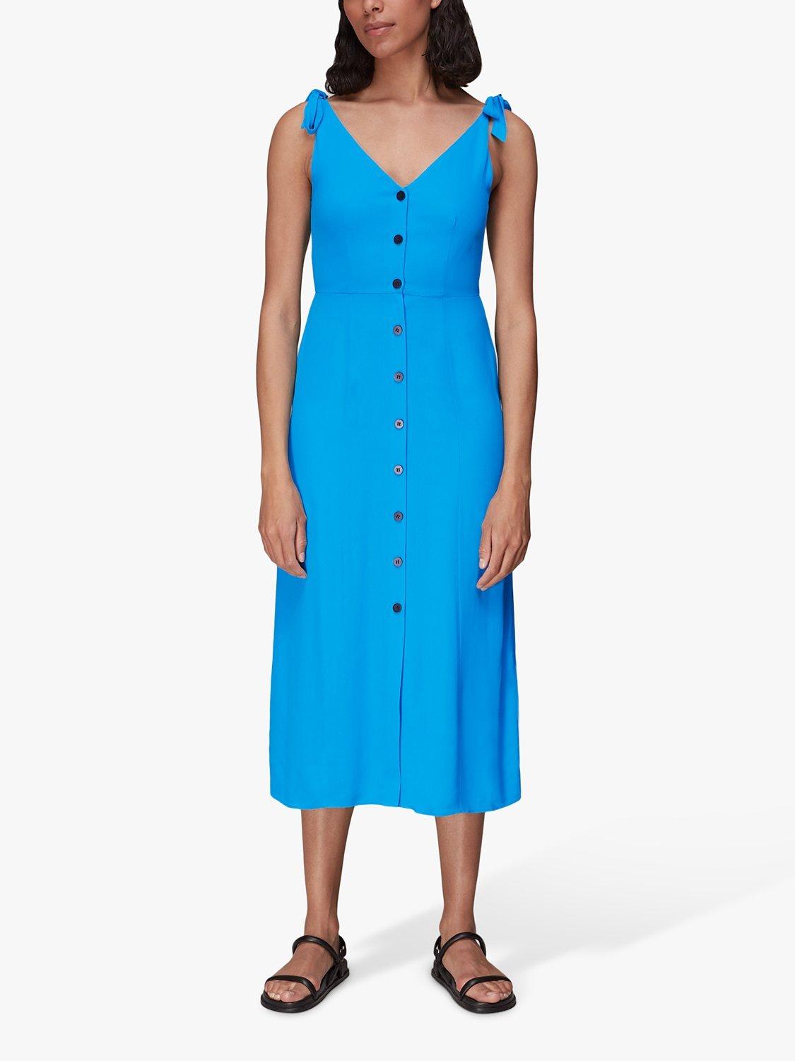 Whistles Hanna Tie Shoulder Midi Dress, Blue