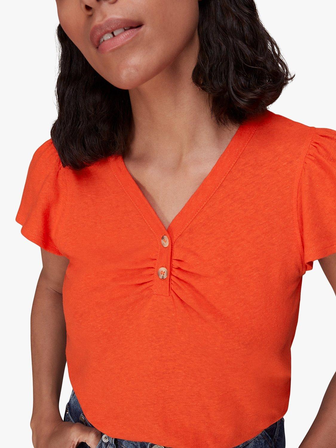 Whistles Cada Button Linen Blend Top