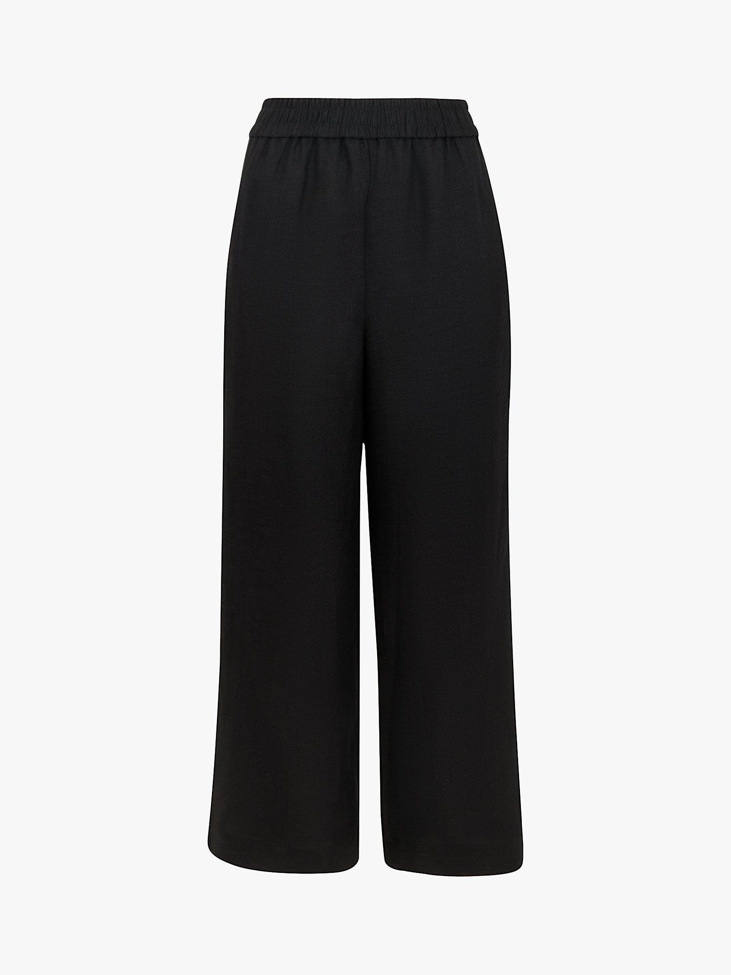 Product image 6 of 6, which shows Whistles Linen Pocket Wide Leg Trousers, Black, 6