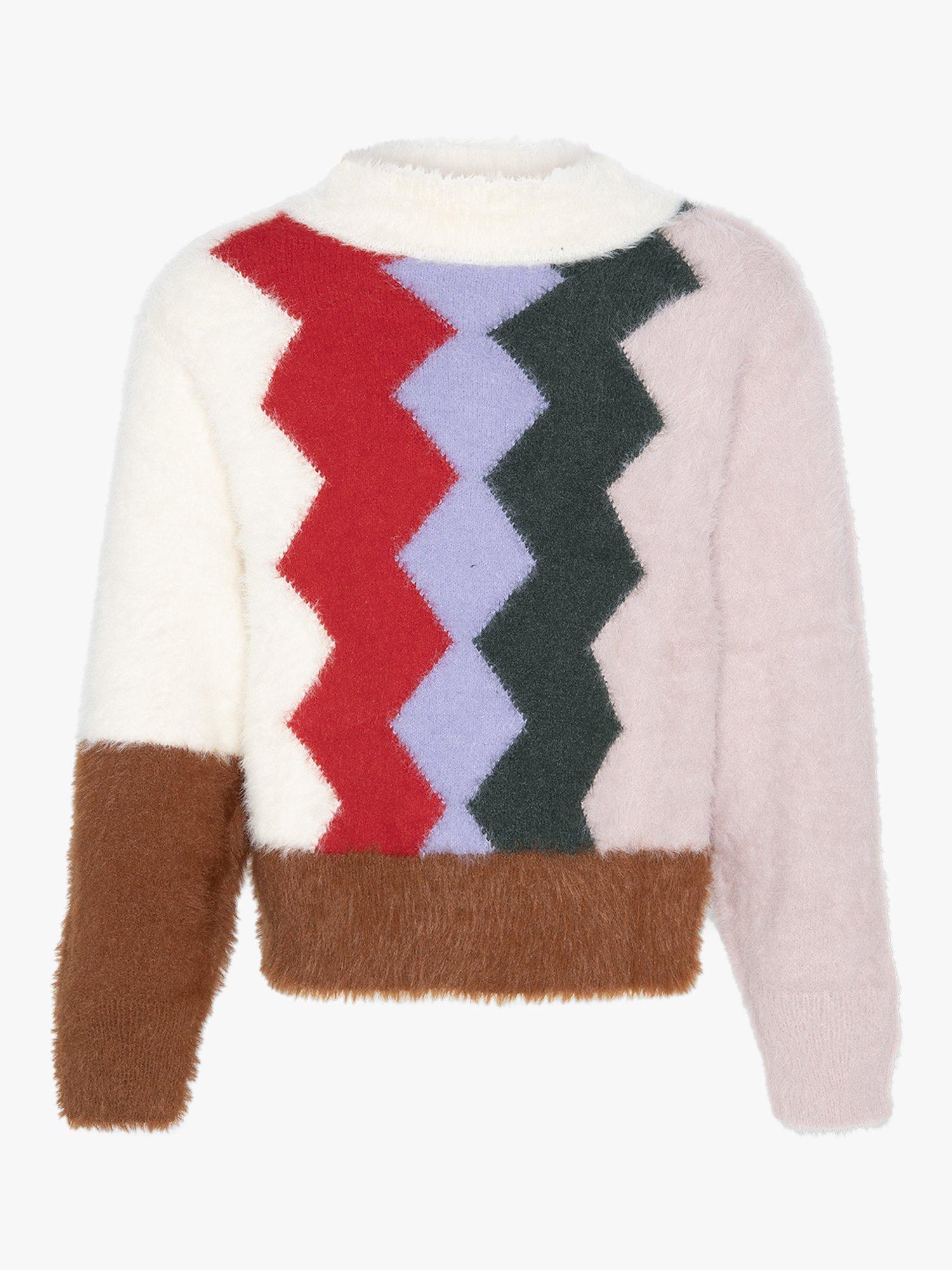 AO76 Kids' Maira Geometric Pattern Knit Jumper, Multi