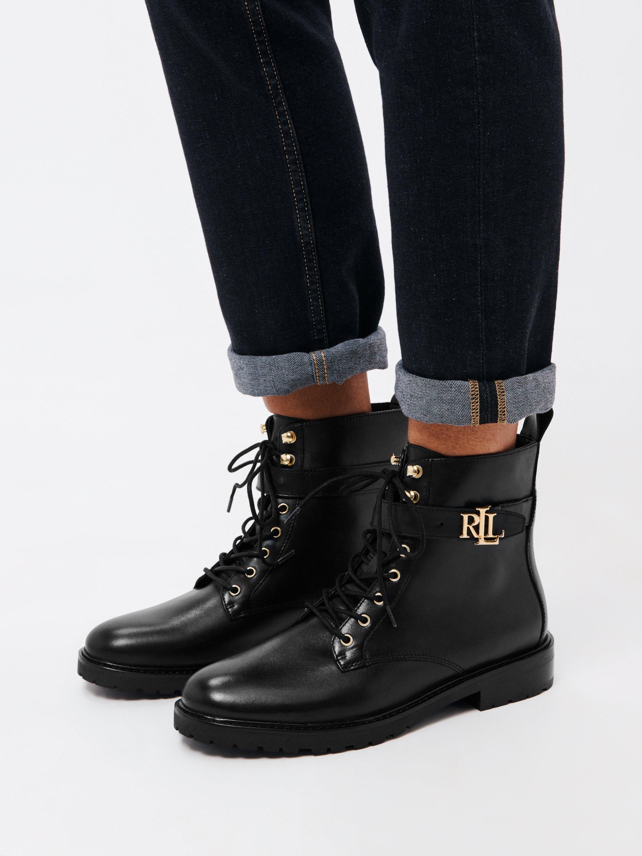 Ralph lauren black ankle boots best sale