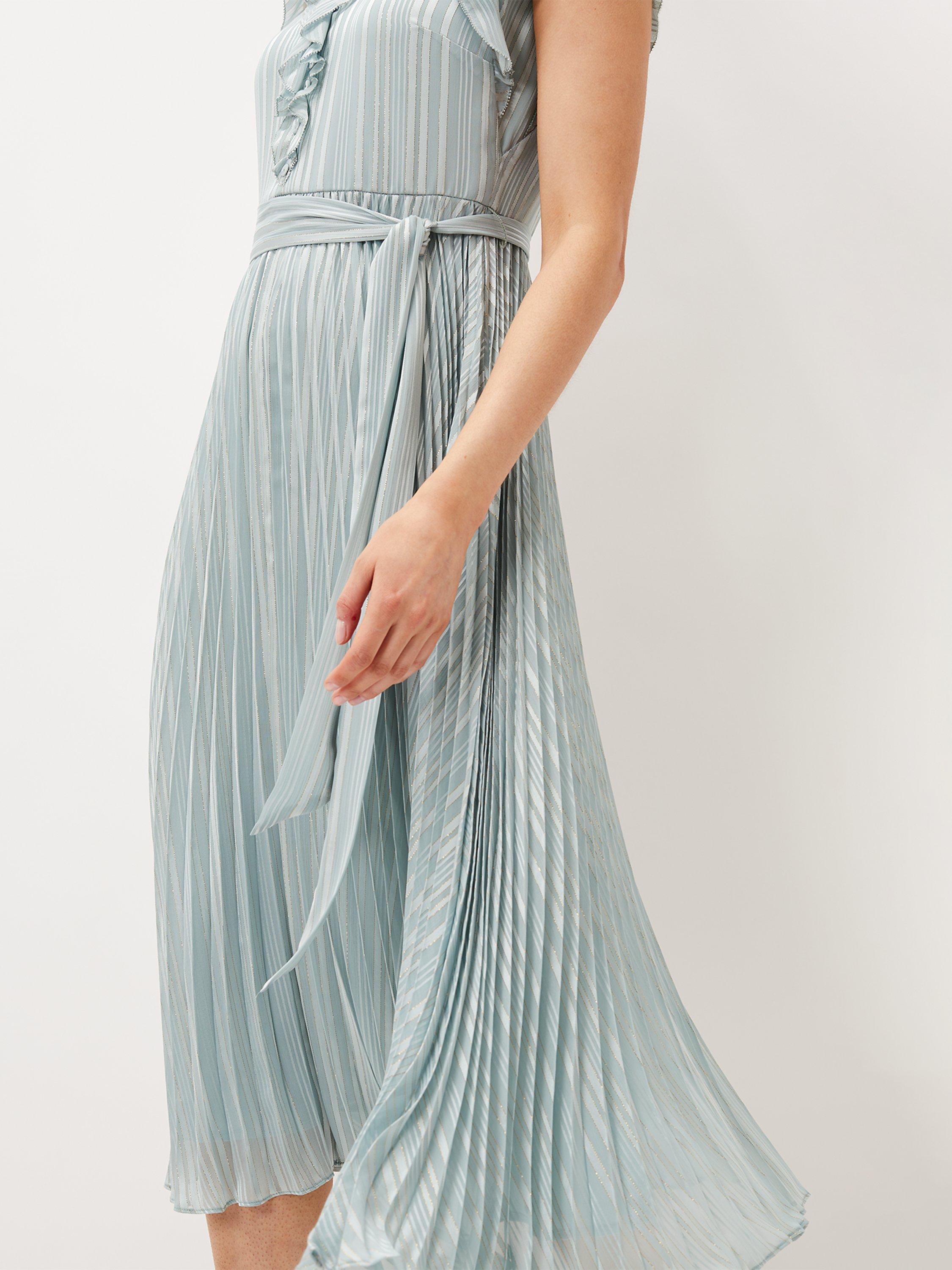 Phase Eight Carmella Pleated Midi Dress, Pale Sage, 12