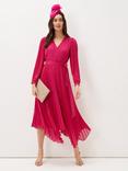 Phase Eight Petra Pleated Wrap Midi Dress, Magenta