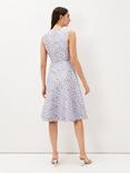 Phase Eight Rosebud Jacquard Flared Dress, Arctic Blue/Pink