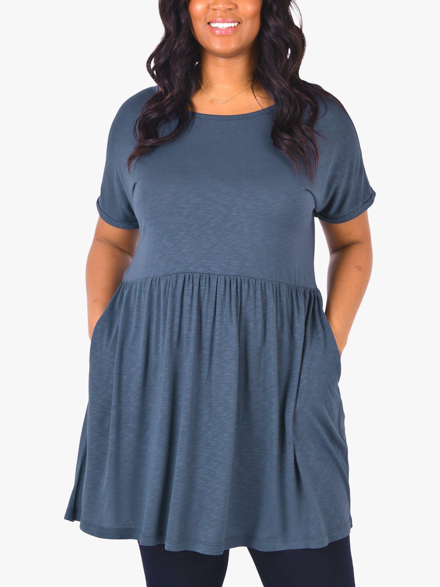 Live Unlimited Textured Tunic Top, Green Grey
