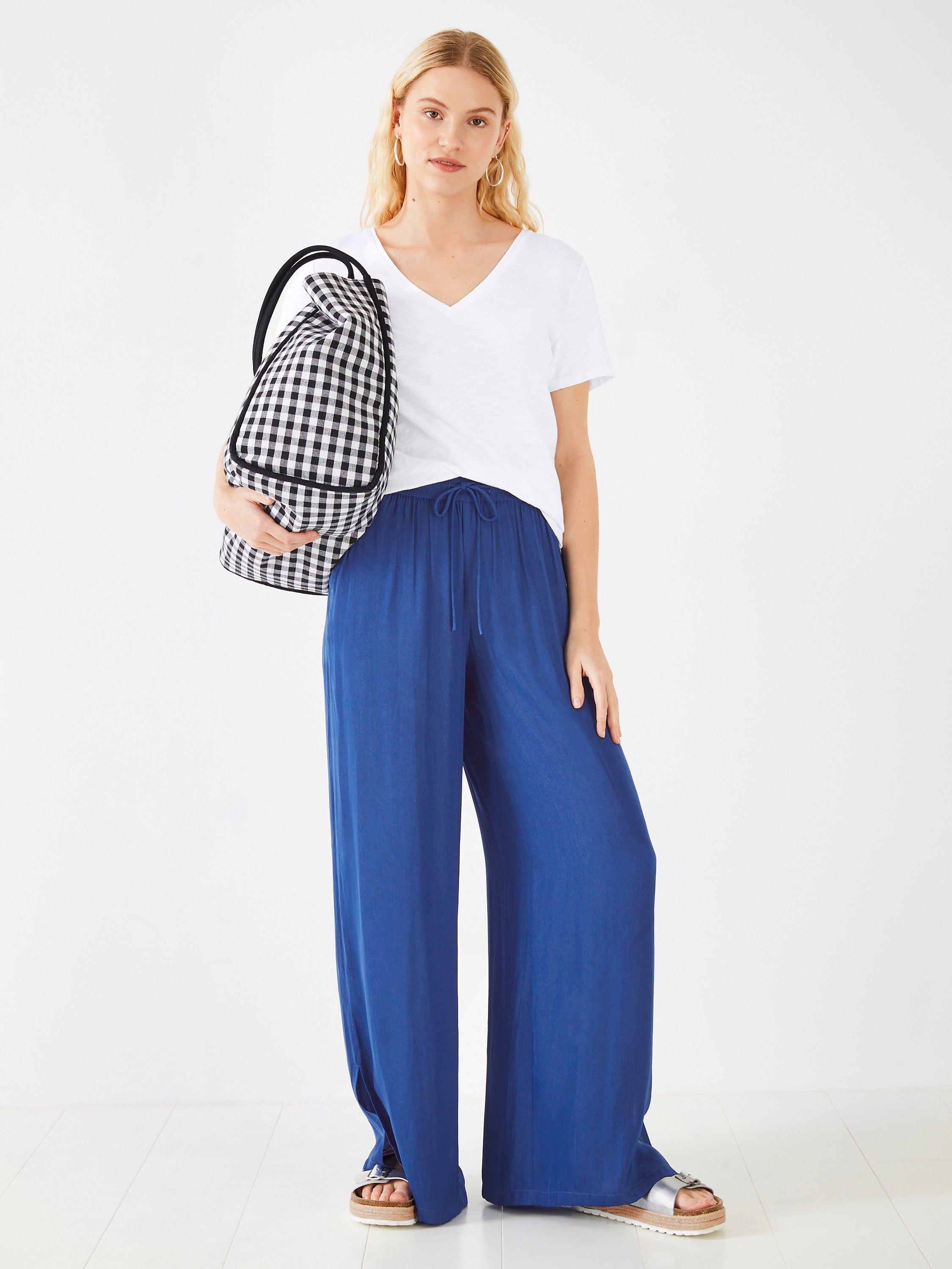 HUSH Hammered Satin Wide Leg Trousers, Bright Blue