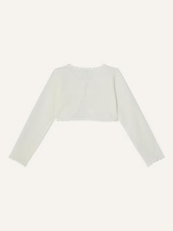 Monsoon Kids' Niamh Cropped Scallop Edge Cardigan - view 2, Ivory