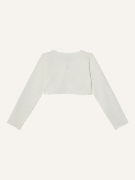 Monsoon Kids' Niamh Cropped Scallop Edge Cardigan - view 2, Ivory