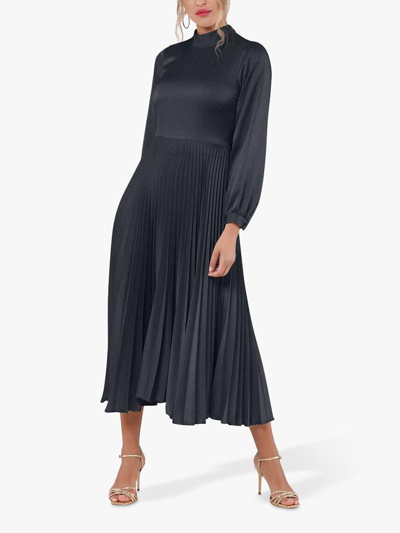 Closet London Pleated Midi Dress, Blue, Black