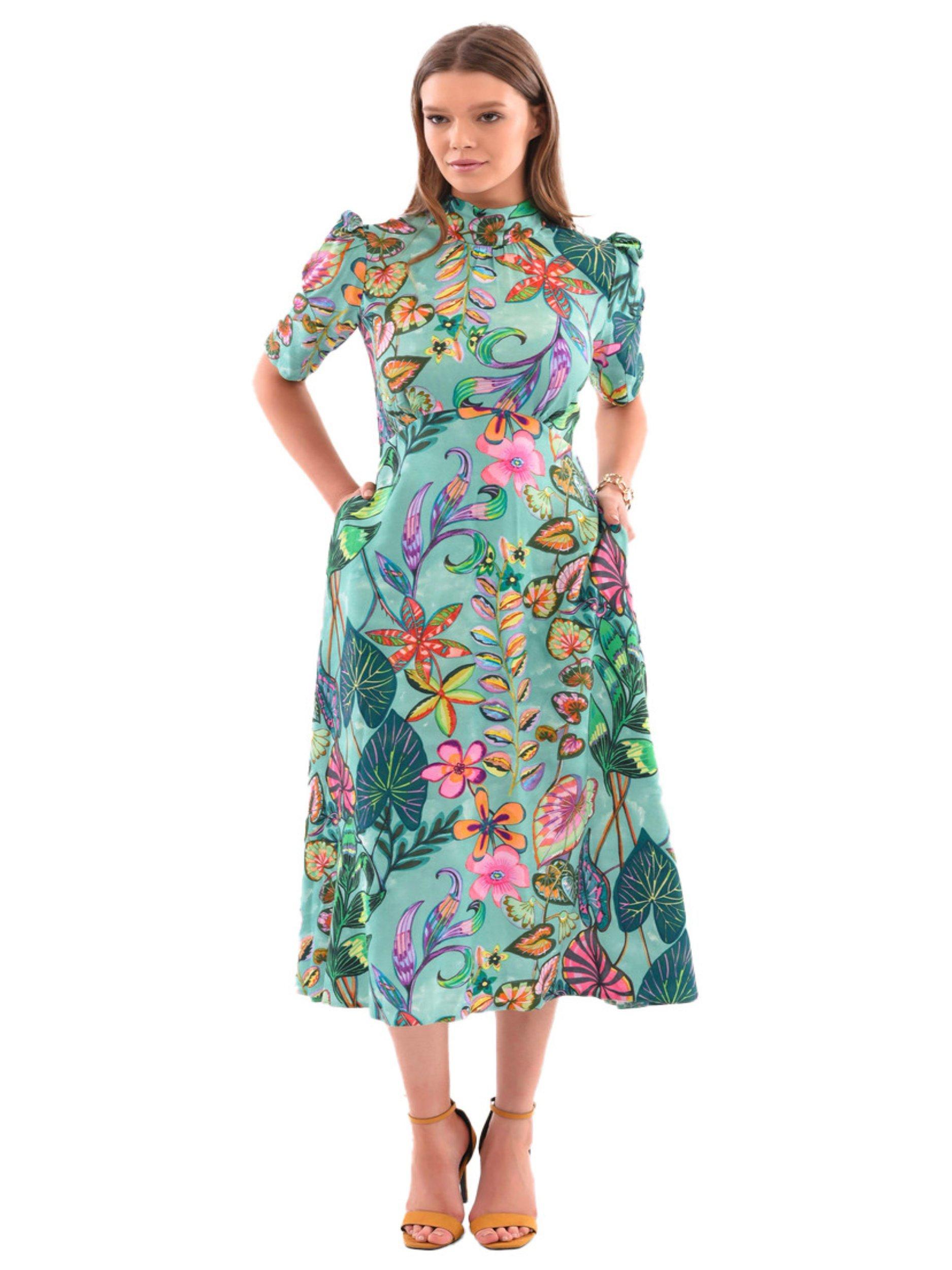 Closet London Botanical Floral Print Crepe Midi Dress