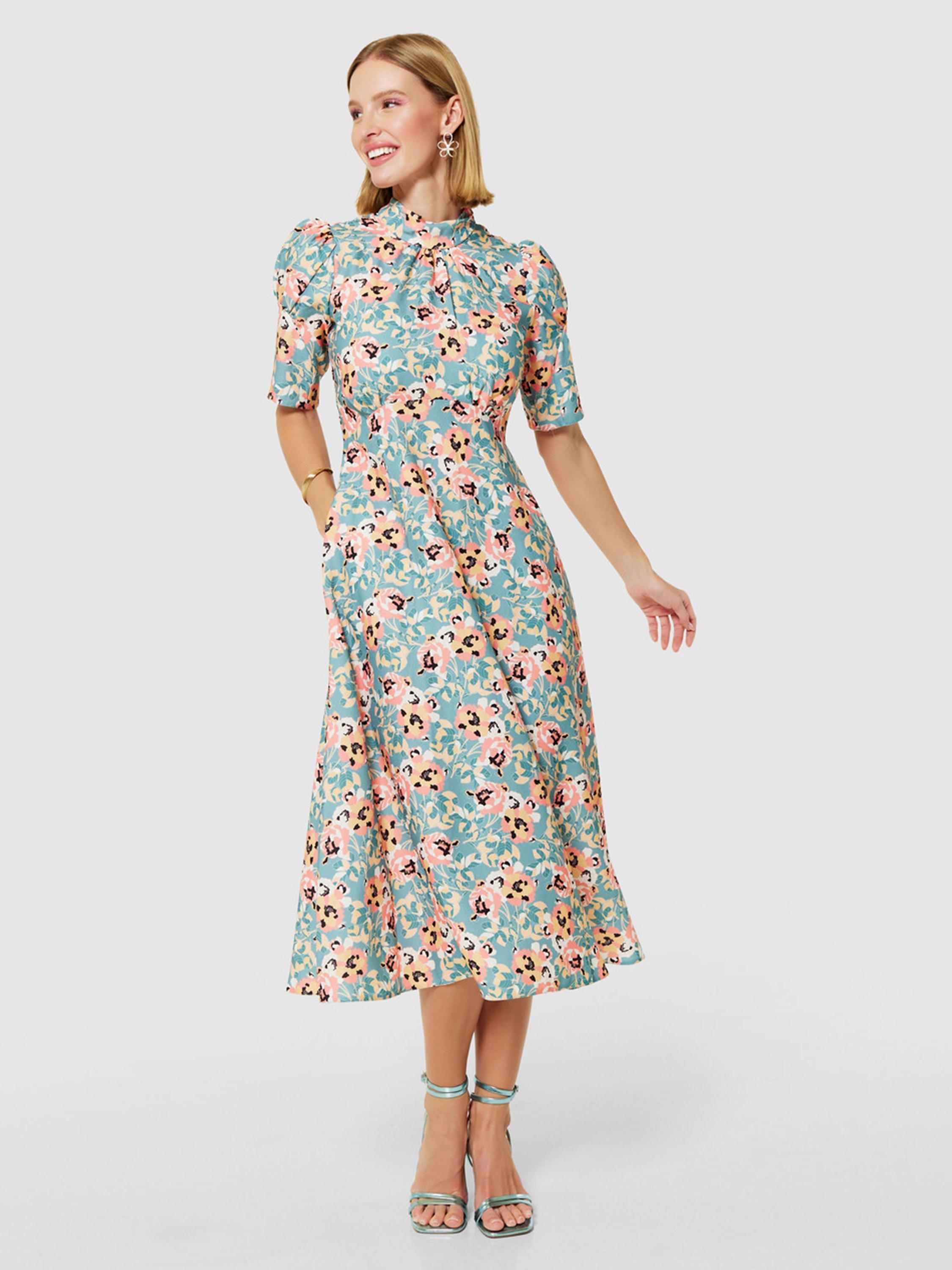 High neck floral midi dress online