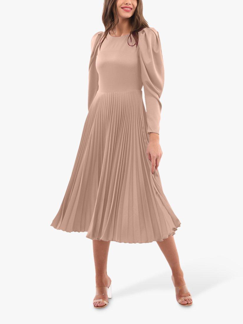 Product image 1 of 4, which shows Closet London Pleated Midi Dress, Blush, 16
