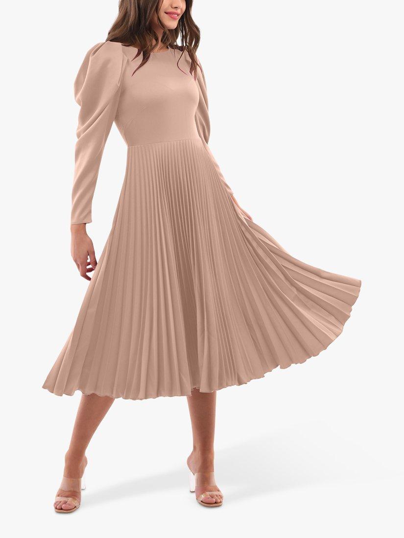 Product image 2 of 4, which shows Closet London Pleated Midi Dress, Blush, 16