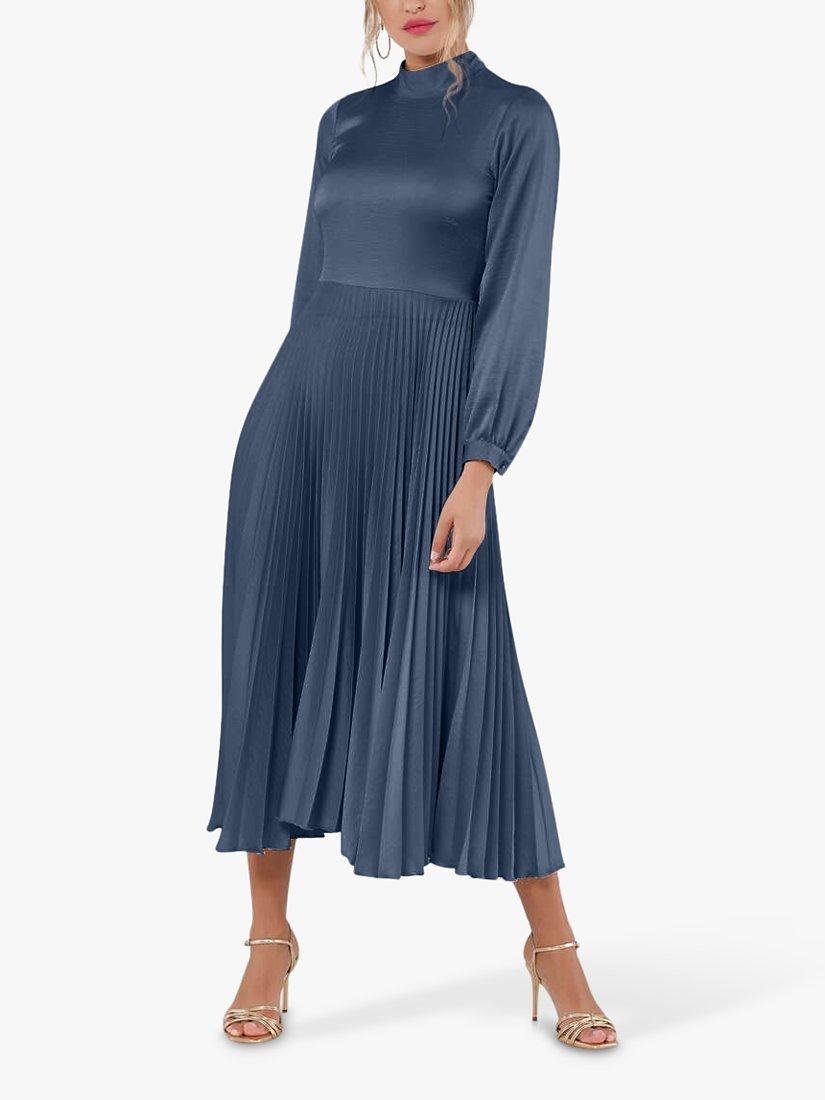 Closet London Pleated Midi Dress, Blue, 14