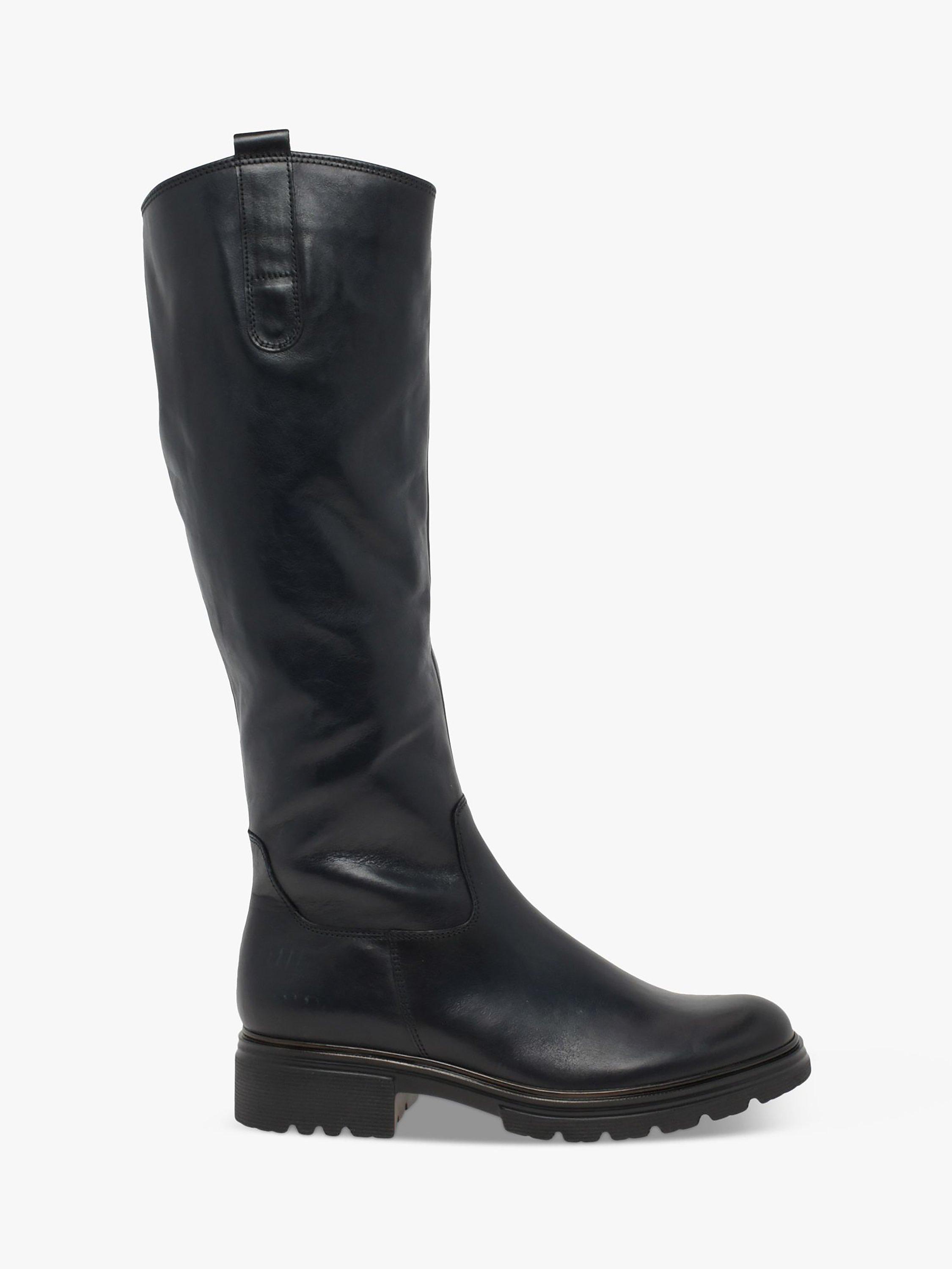 Gabor Bailey Leather Medium Leg Riding Boots, Notte